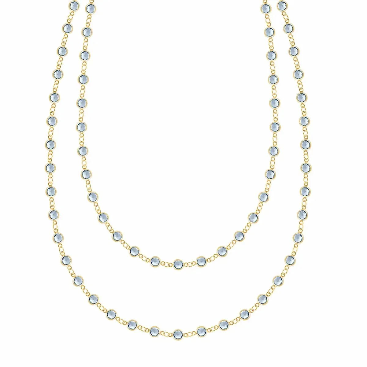 Newport Aquamarine Long Necklace in 14k Gold (March)
