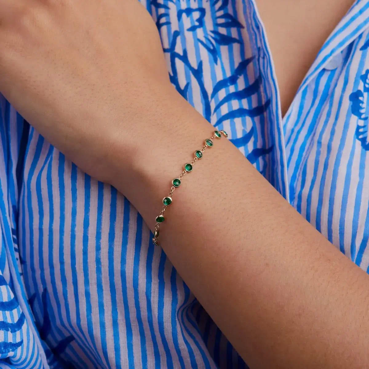Newport Emerald Bracelet in 14k Gold (May) - Image 2