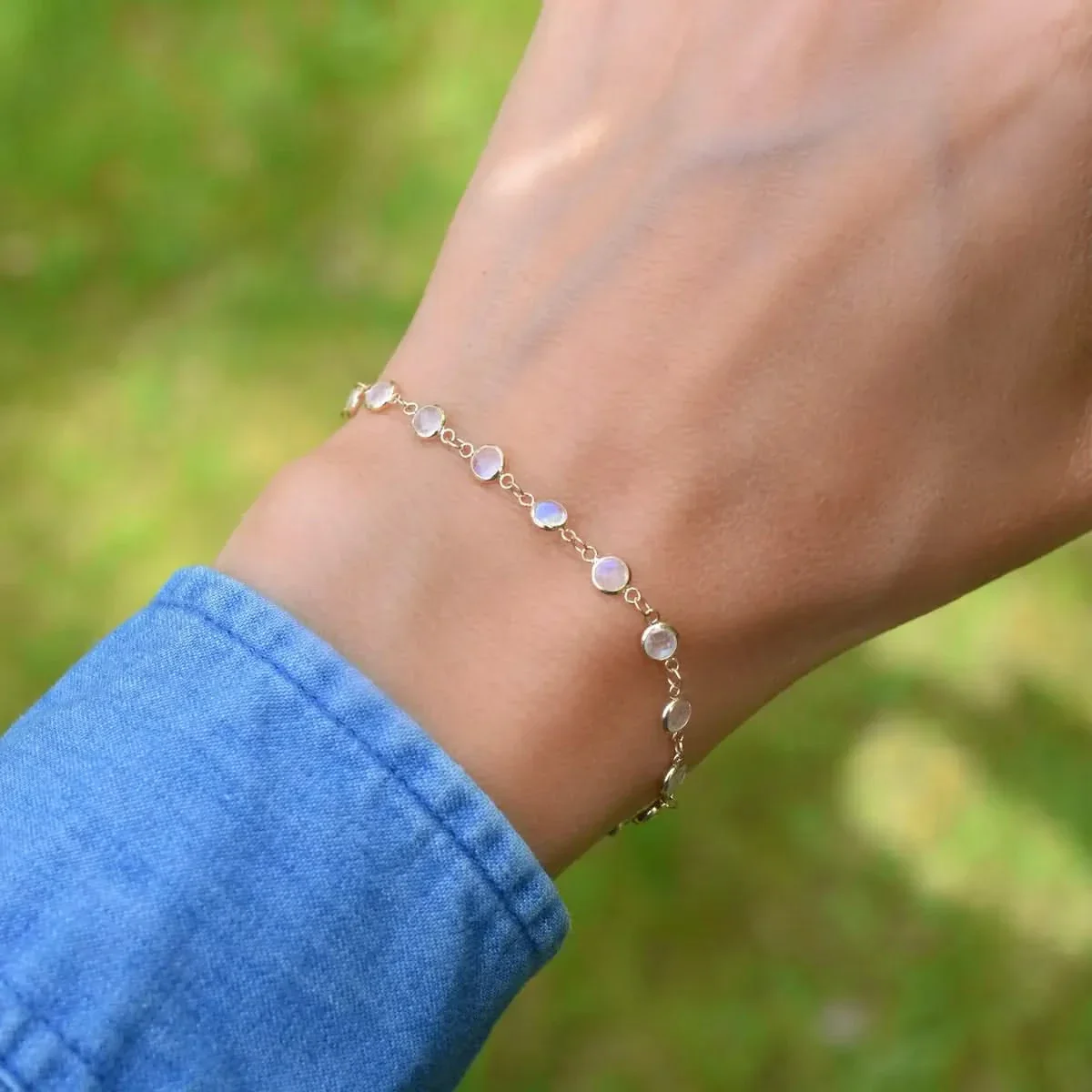 Newport Moonstone Bracelet in 14k Gold (June) - Image 6