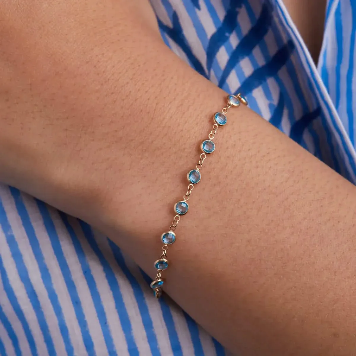 Newport Nantucket Blue Topaz Bracelet in 14k Gold (December) - Image 3