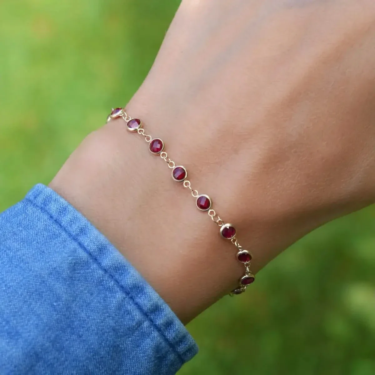 Newport Ruby Bracelet in 14k Gold (July) - Image 8