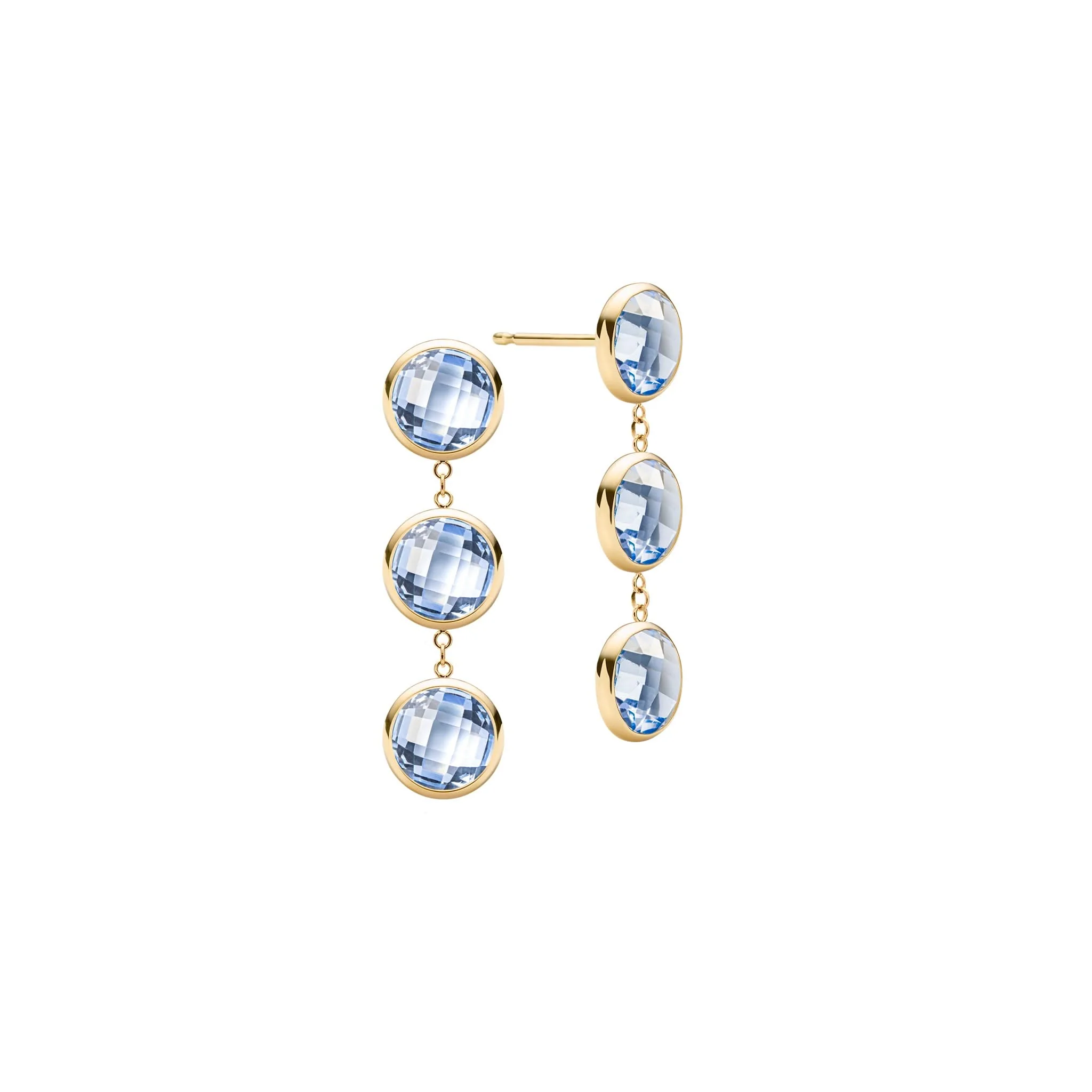 Newport Grand 3 Aquamarine Earrings in 14k Gold (March)