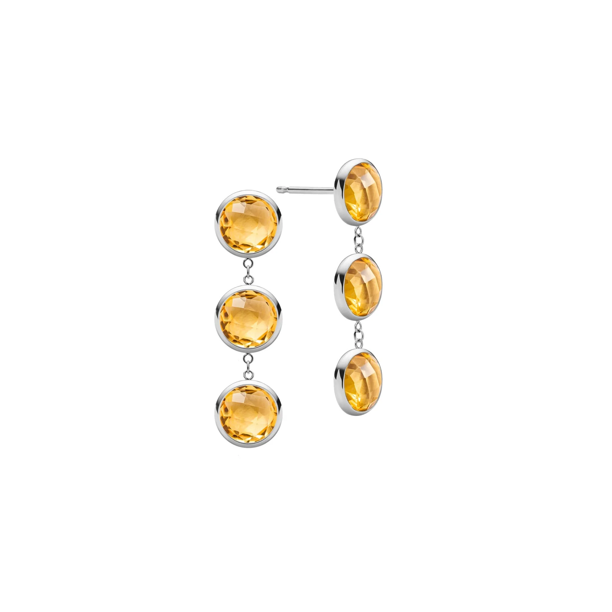 Newport Grand 3 Citrine Earrings in 14k Gold (November) - Image 5