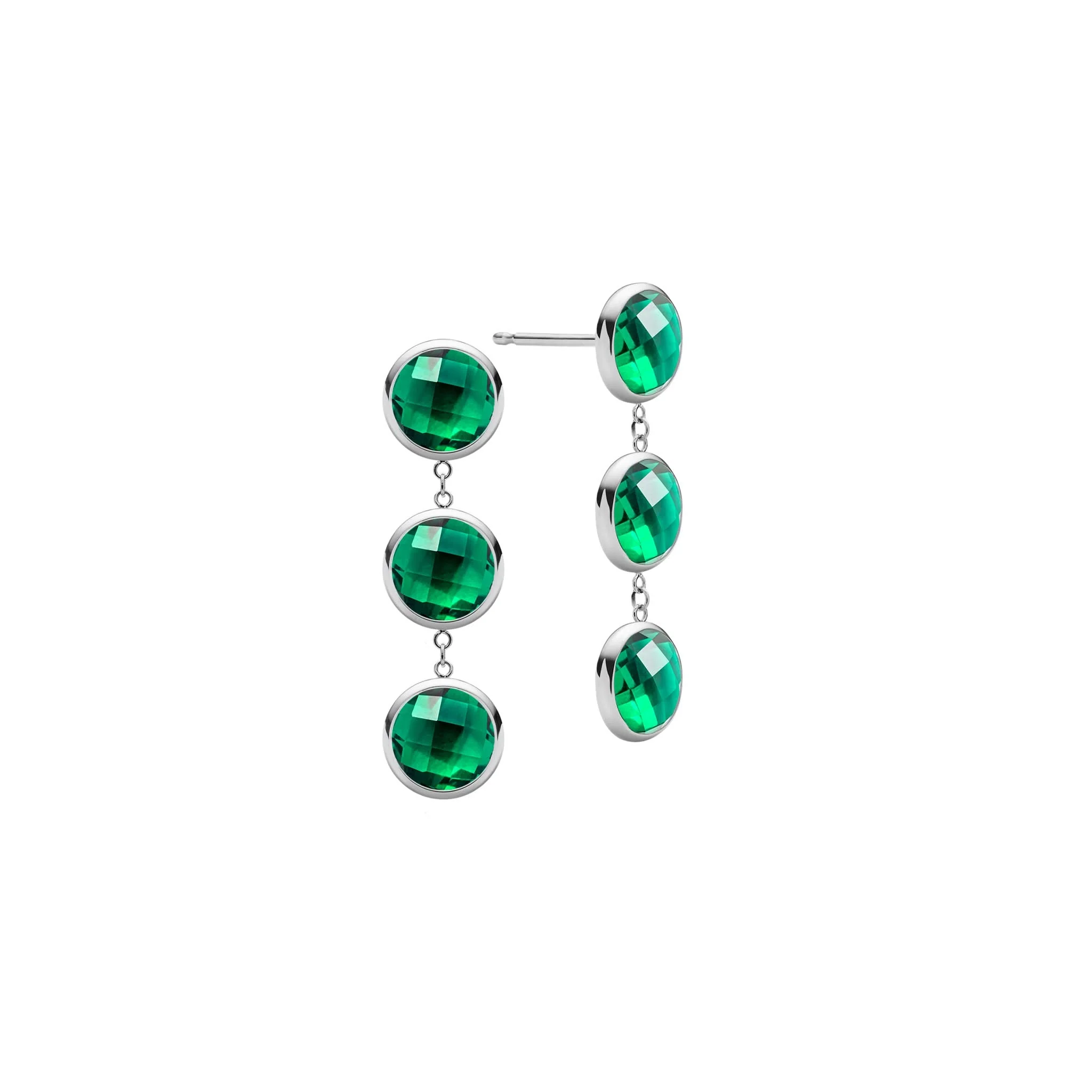Newport Grand 3 Emerald Earrings in 14k Gold (May) - Image 5