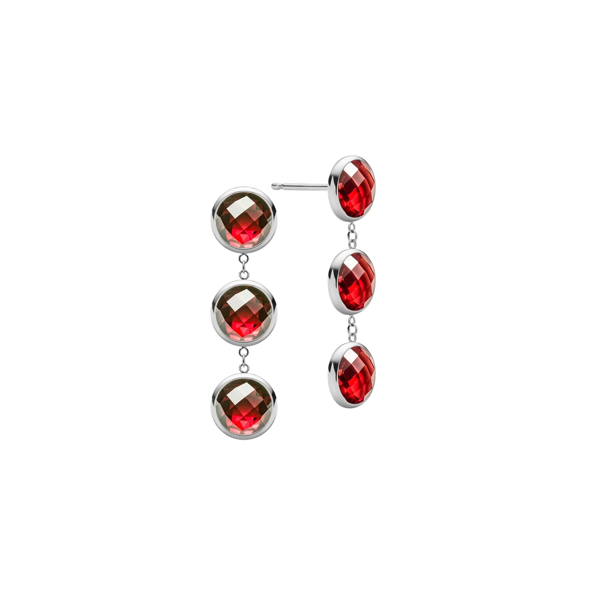Newport Grand 3 Garnet Earrings in 14k Gold (January) - Image 5