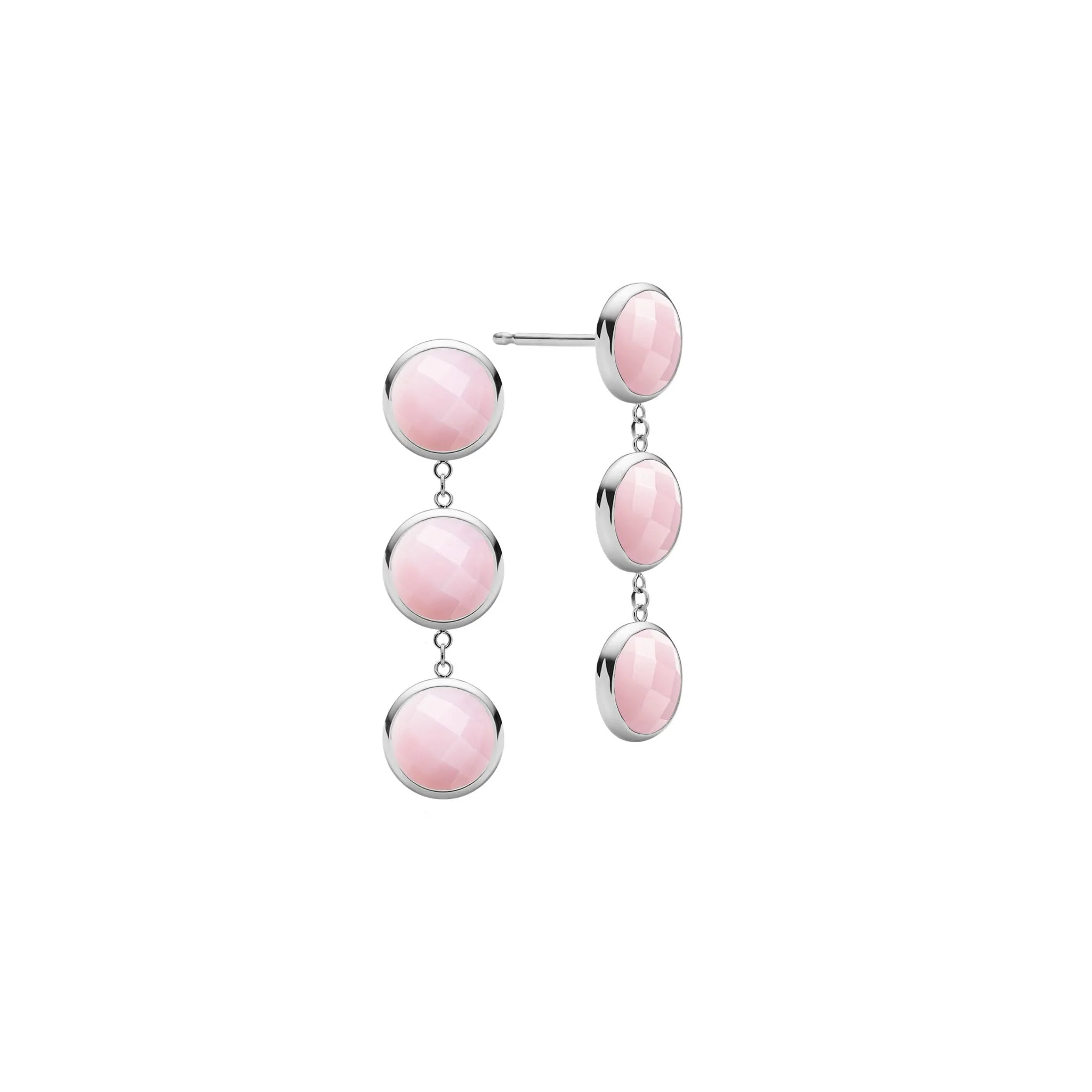 Newport Grand 3 Pink Opal Earrings in 14k Gold (October) - Image 5