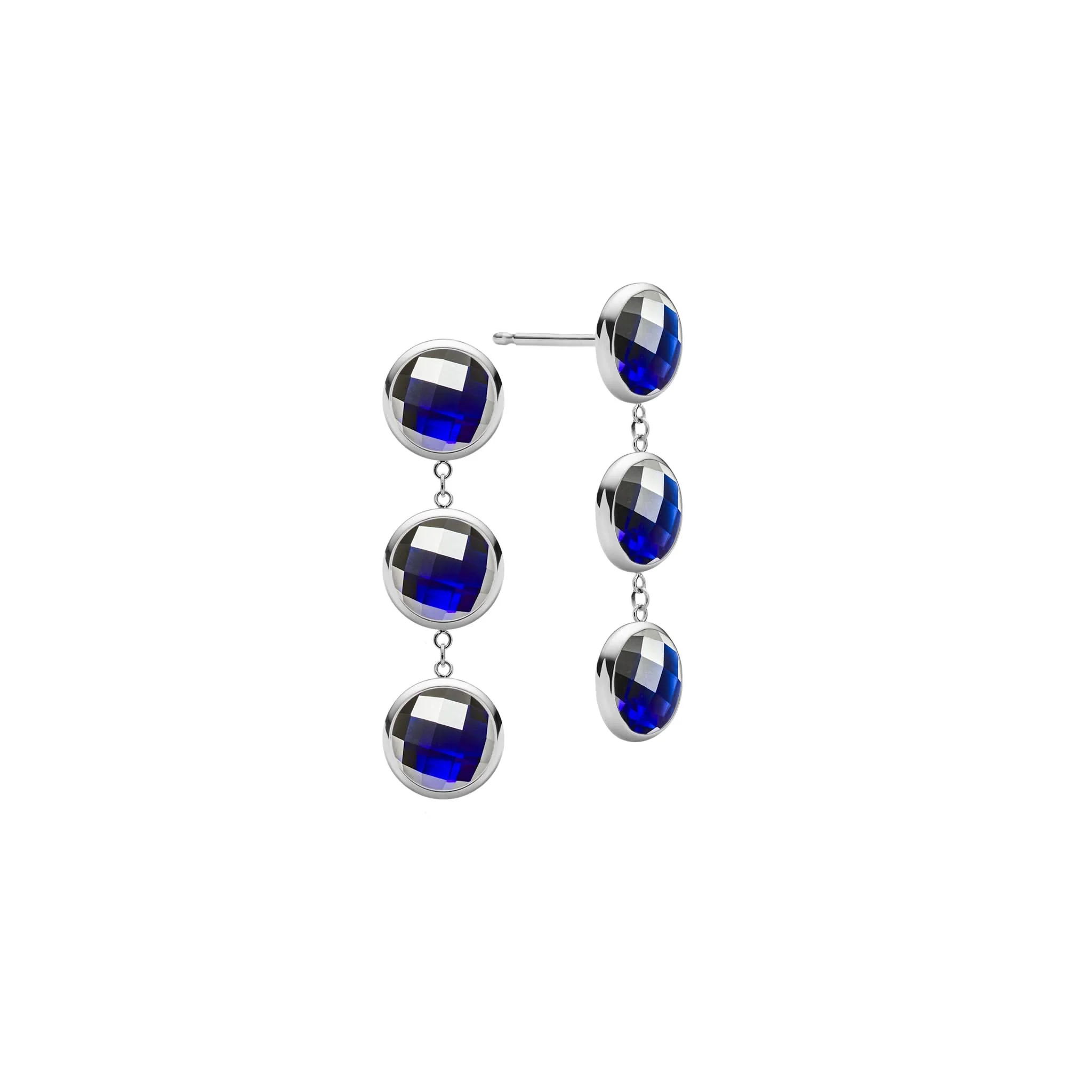 Newport Grand 3 Sapphire Earrings in 14k Gold (September) - Image 5