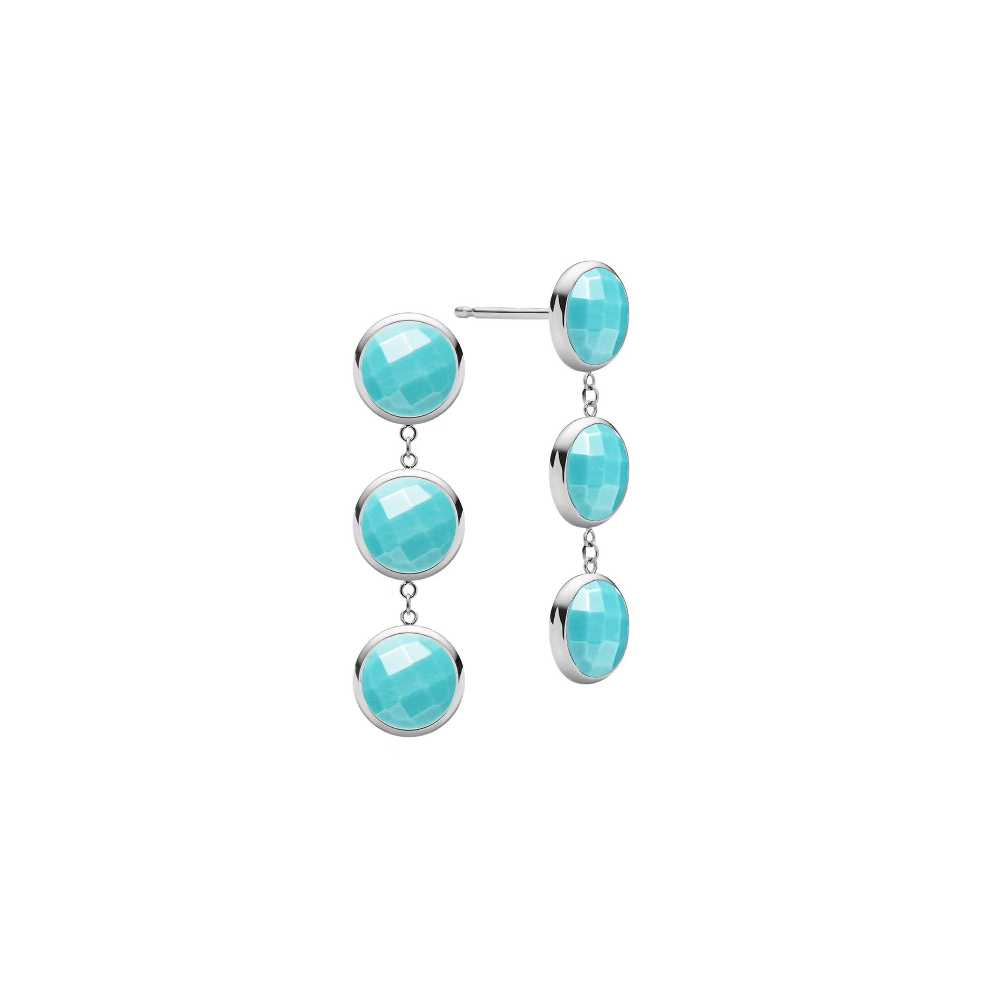 Newport Grand 3 Turquoise Earrings in 14k Gold (December) - Image 5