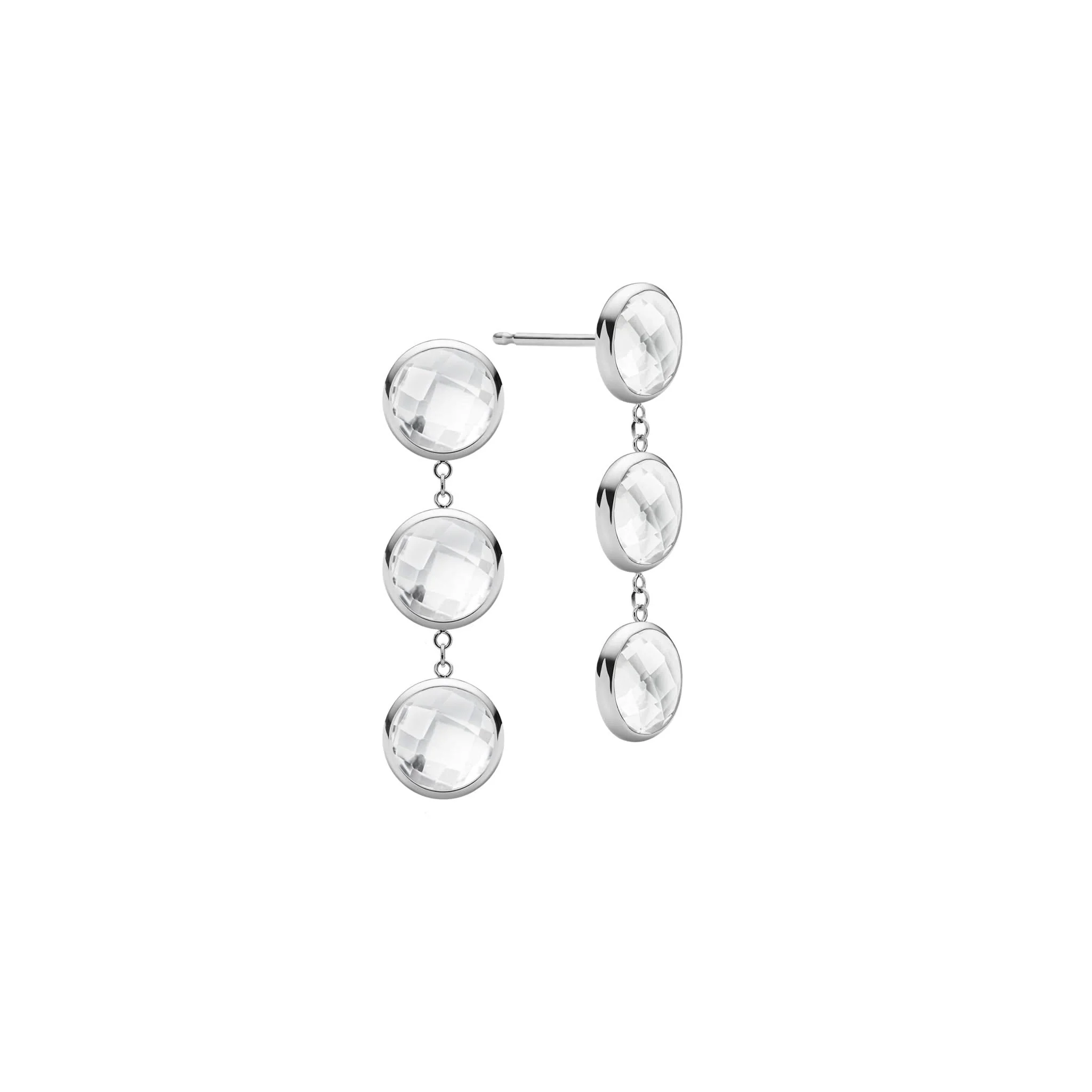 Newport Grand 3 White Topaz Earrings in 14k Gold (April) - Image 5