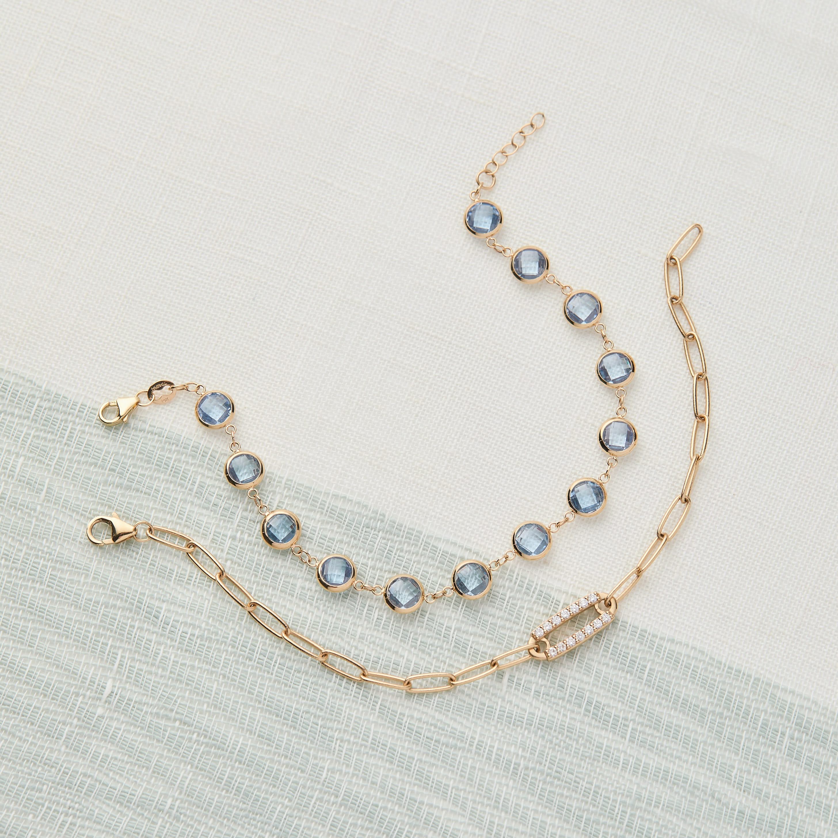 Newport Grand Aquamarine Bracelet in 14k Gold (March) - Image 11