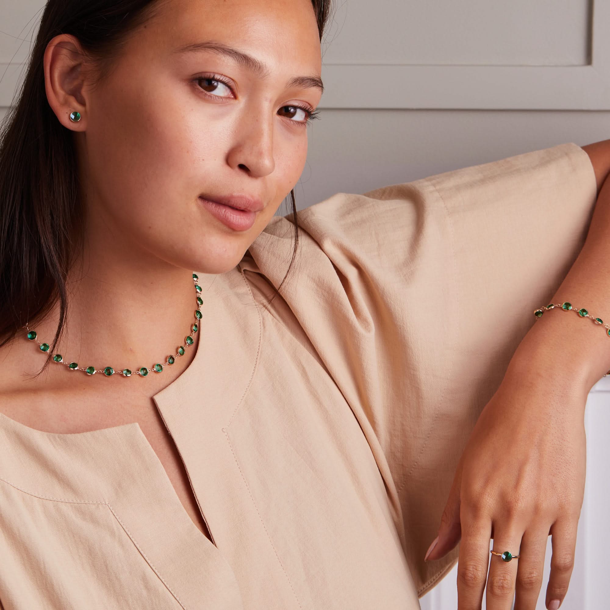 Newport Grand Emerald Necklace in 14k Gold (May) - Image 2