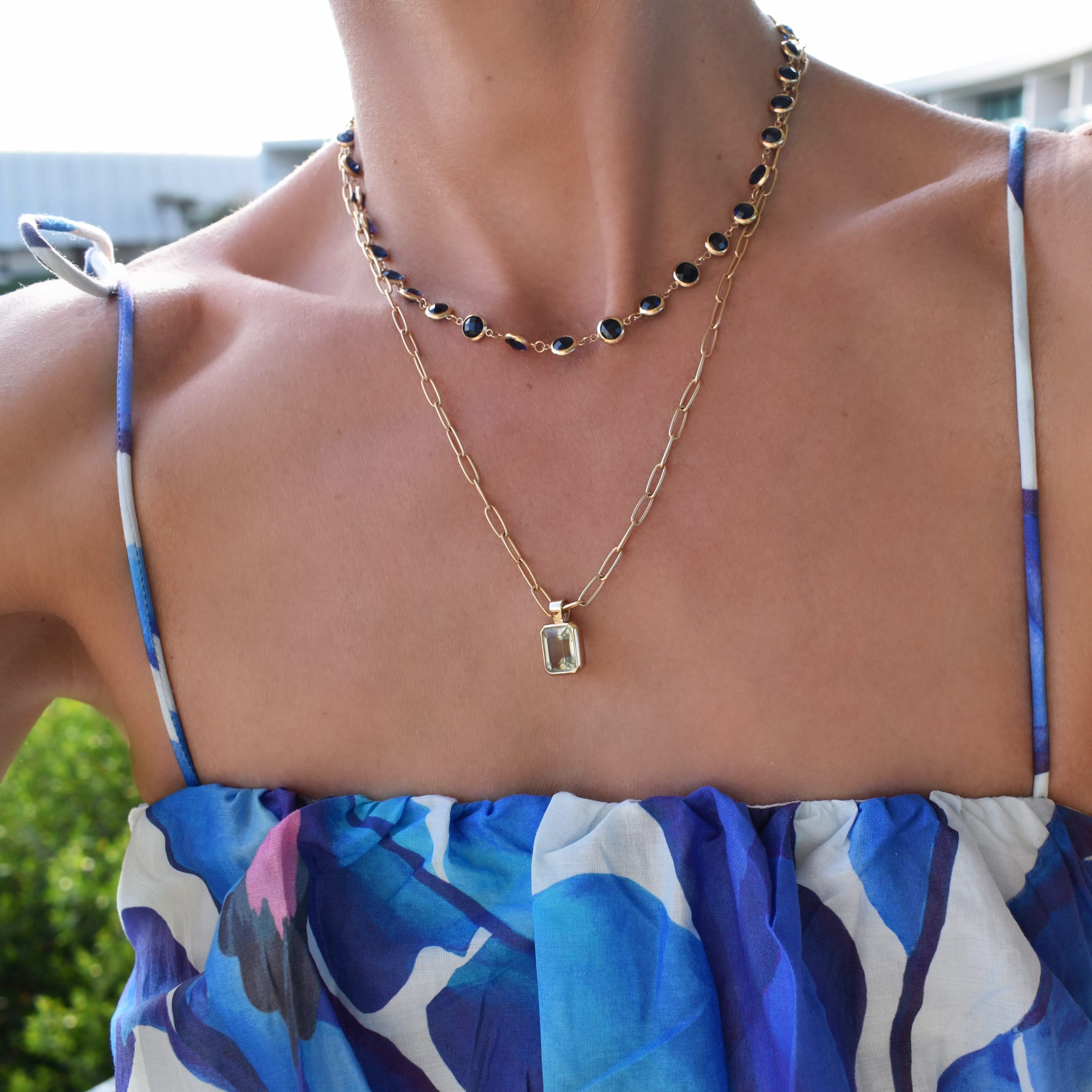 Newport Grand Sapphire Necklace in 14k Gold (September) - Image 6