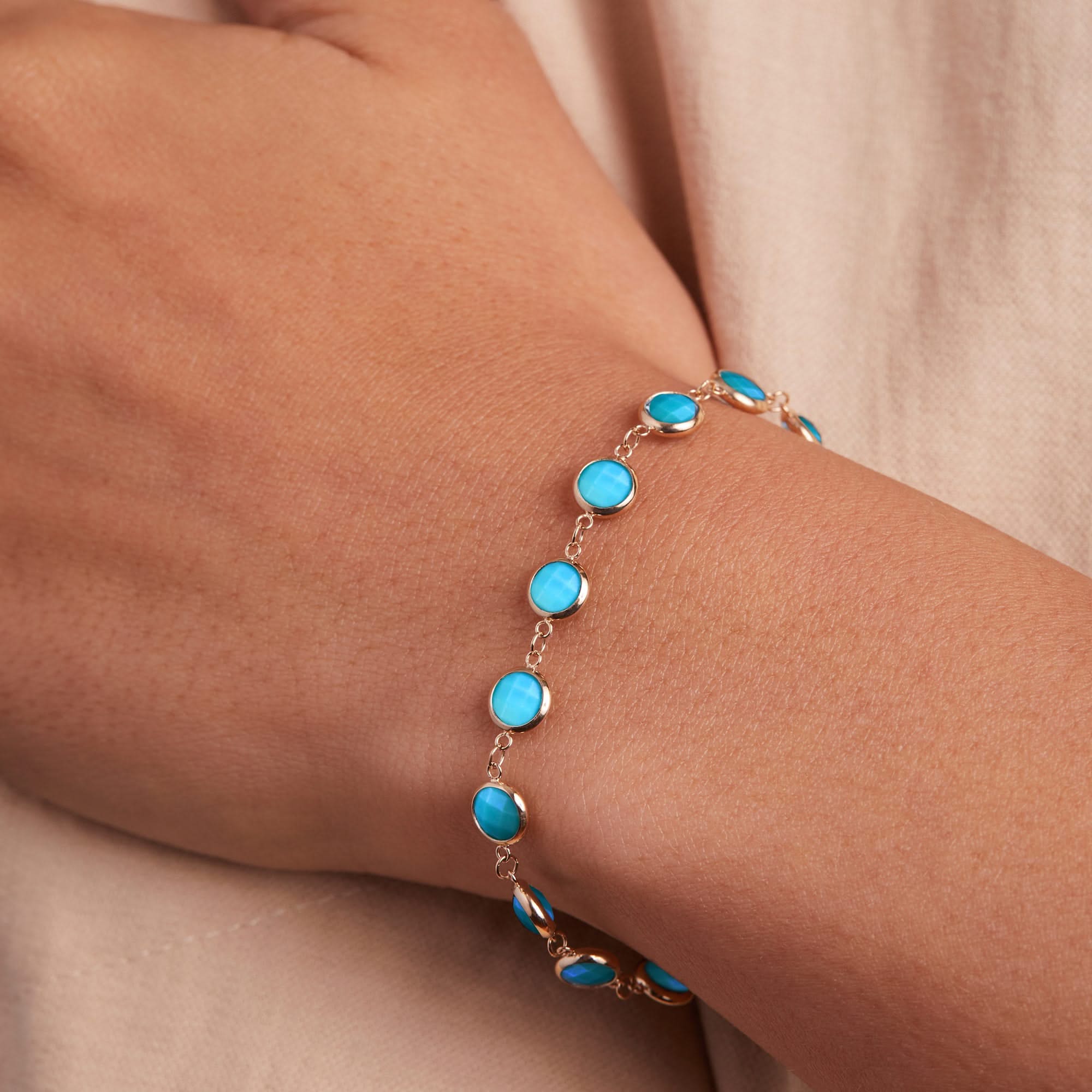 Newport Grand Turquoise Bracelet in 14k Gold (December) - Image 3