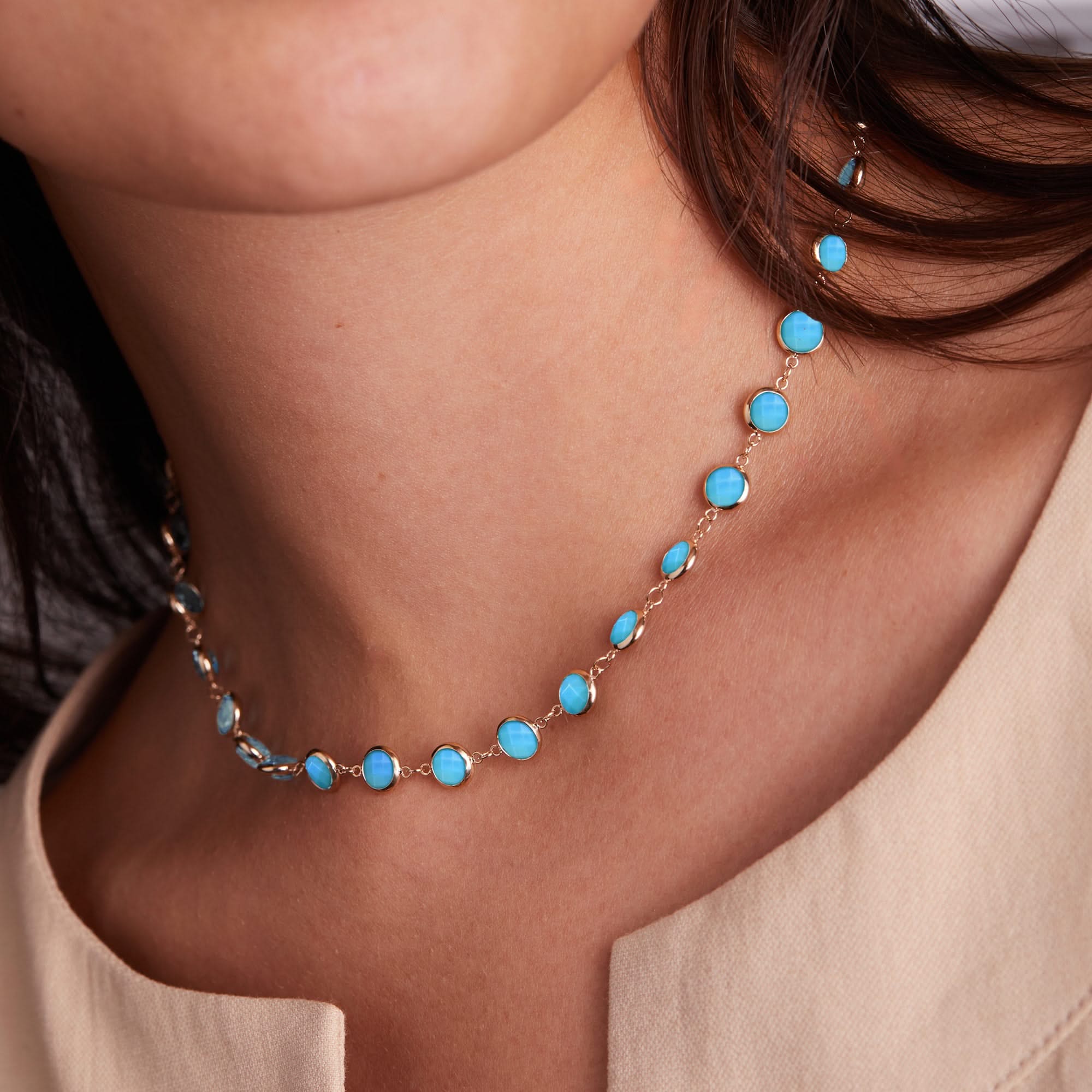 Newport Grand Turquoise Necklace in 14k Gold (December) - Image 3