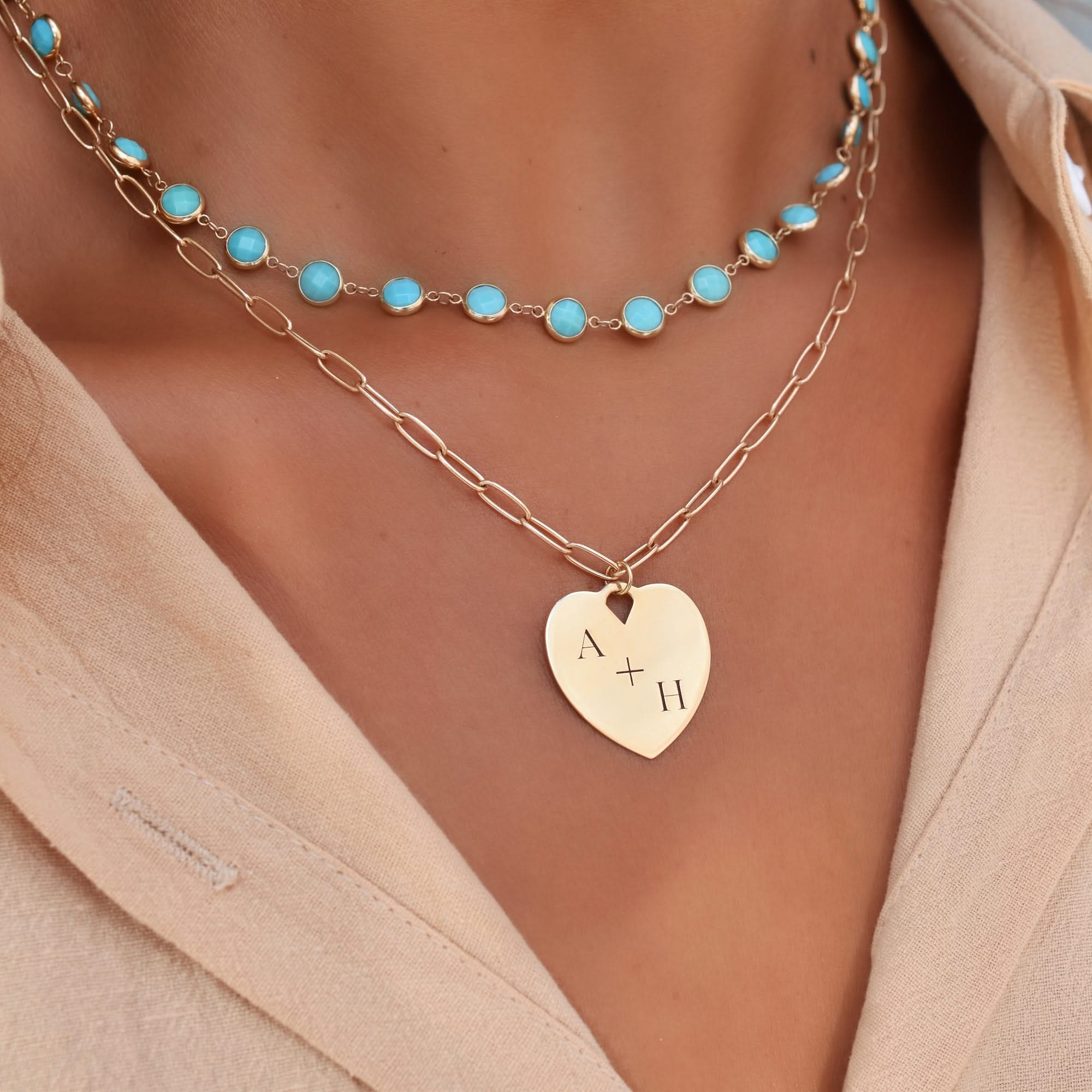 Newport Grand Turquoise Necklace in 14k Gold (December) - Image 9