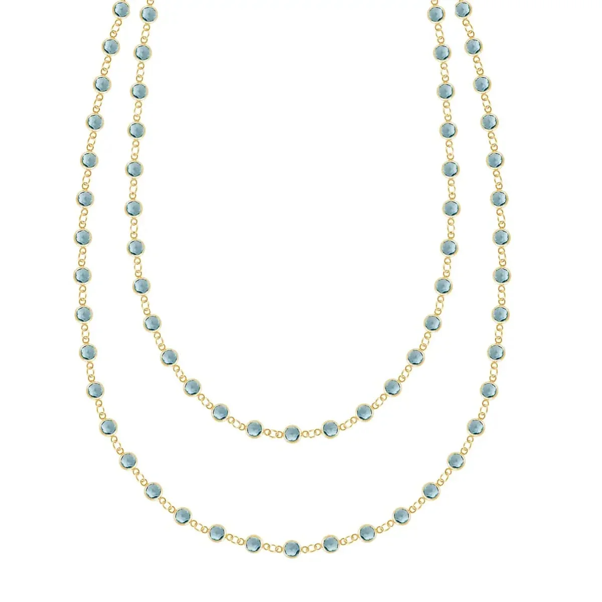 Newport Nantucket Blue Topaz Long Necklace in 14k Gold (December)