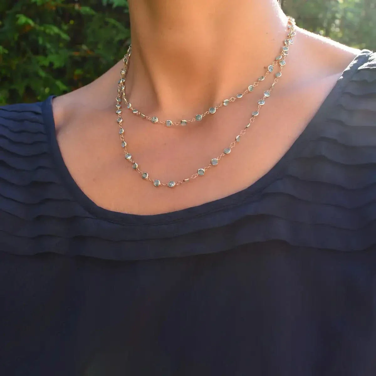 Newport Nantucket Blue Topaz Long Necklace in 14k Gold (December) - Image 3