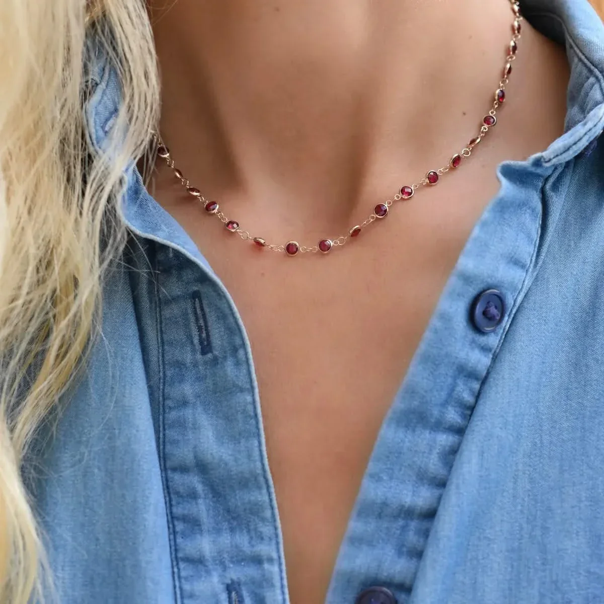 Newport Ruby Necklace in 14k Gold (July) - Image 3
