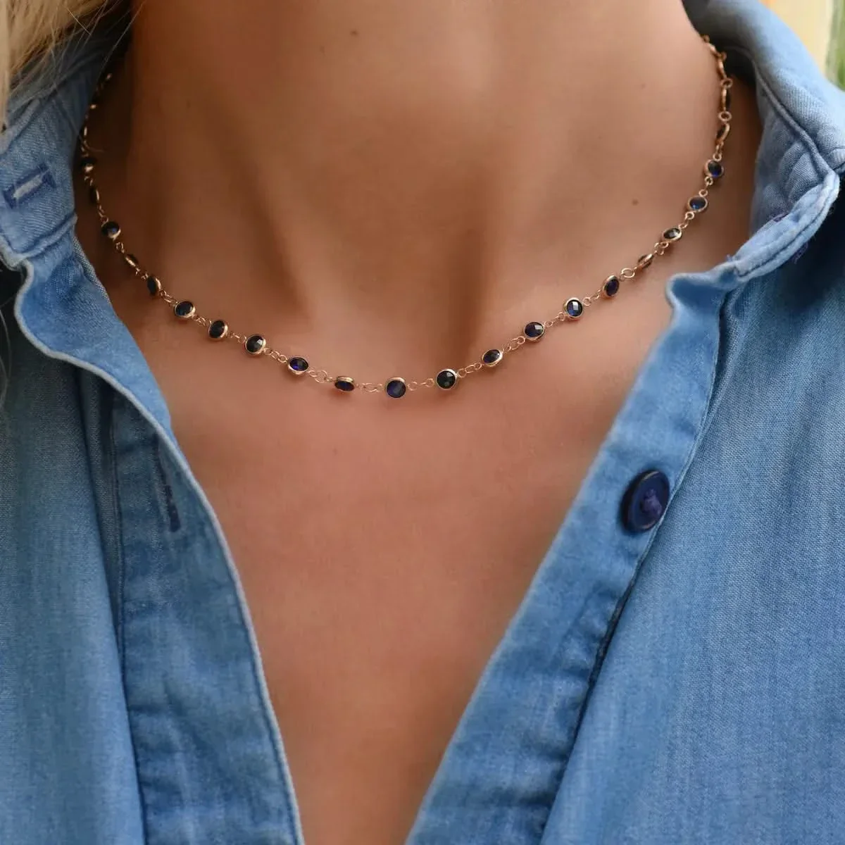 Newport Sapphire Necklace in 14k Gold (September) - Image 3