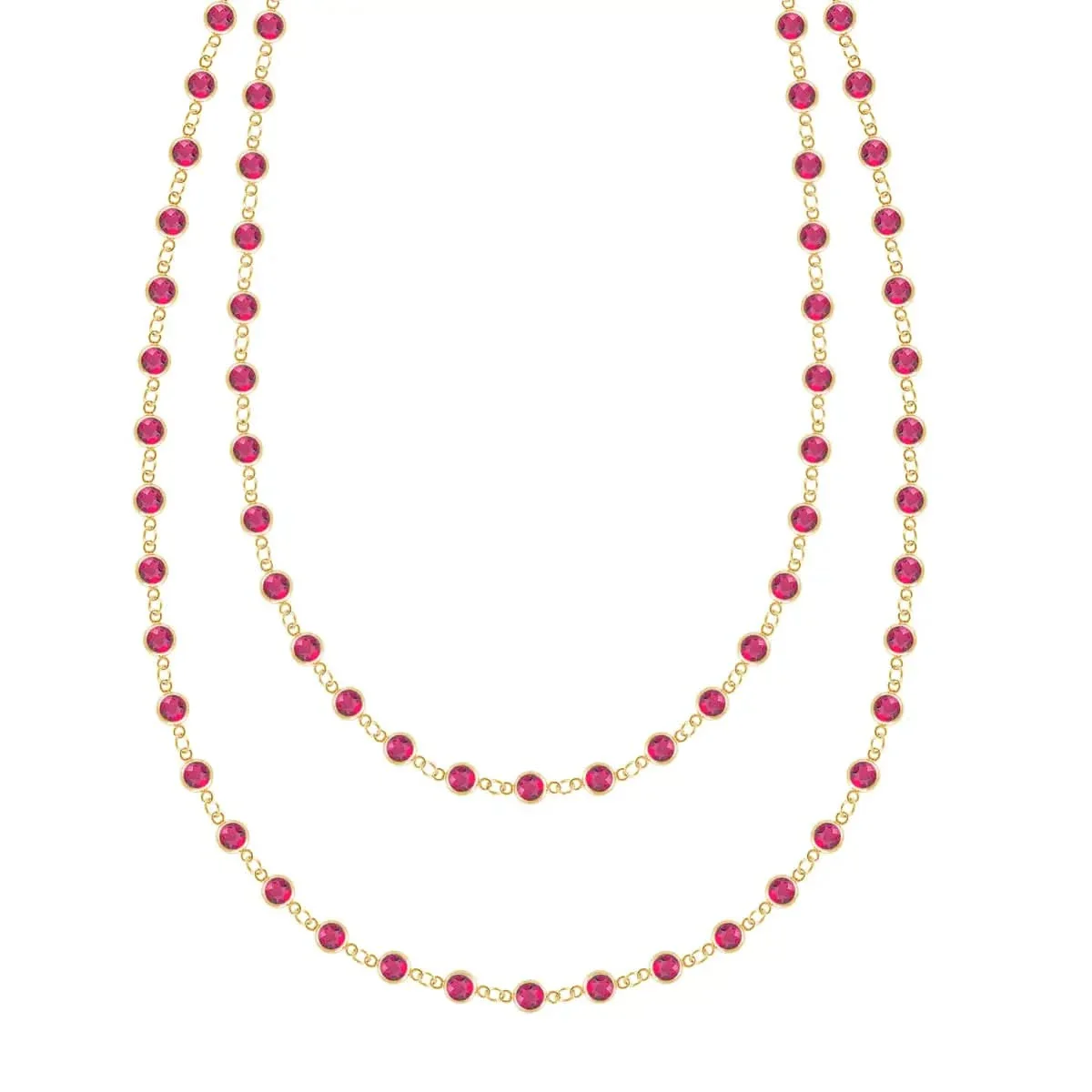 Newport Ruby Long Necklace in 14k Gold (July)