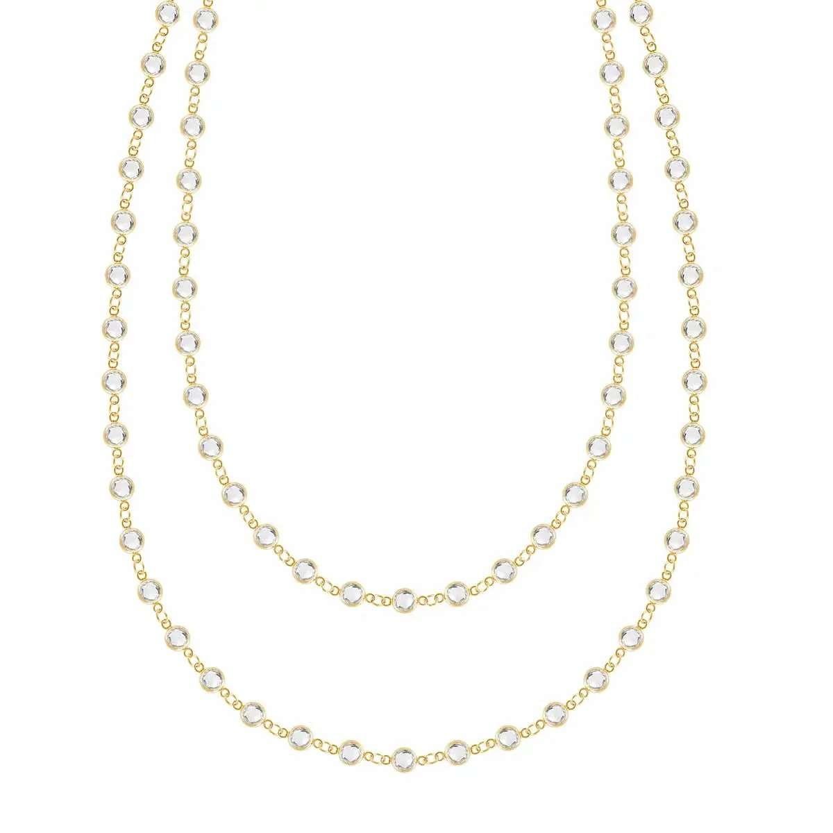 Newport White Topaz Long Necklace in 14k Gold (April)