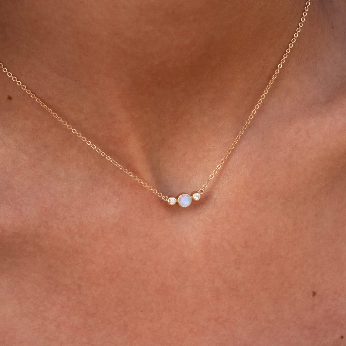 Barrington Opal Necklace with Diamond Side Stones (October) - Image 3