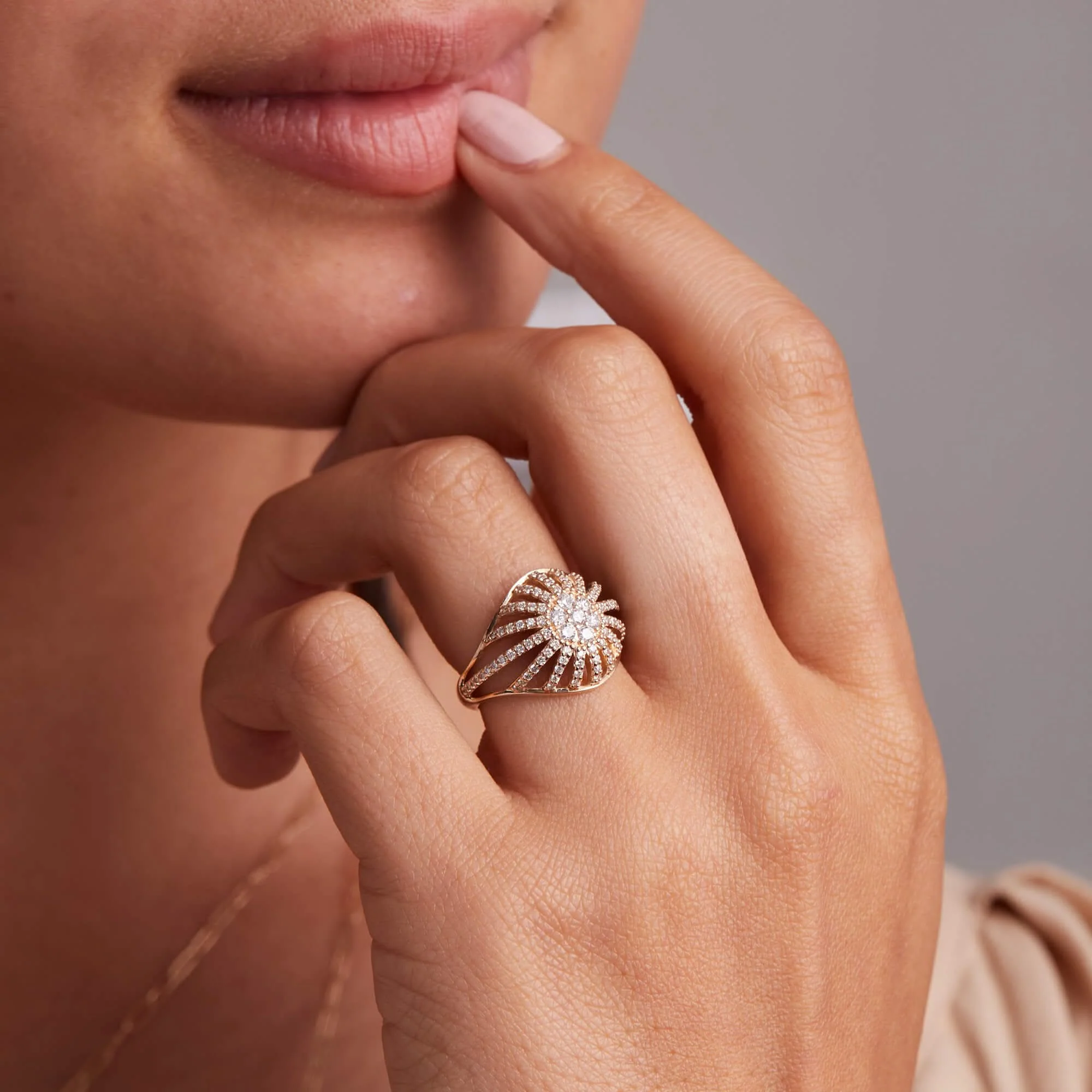 Palmer Diamond Dome Ring in Solid 14k Gold - Image 10
