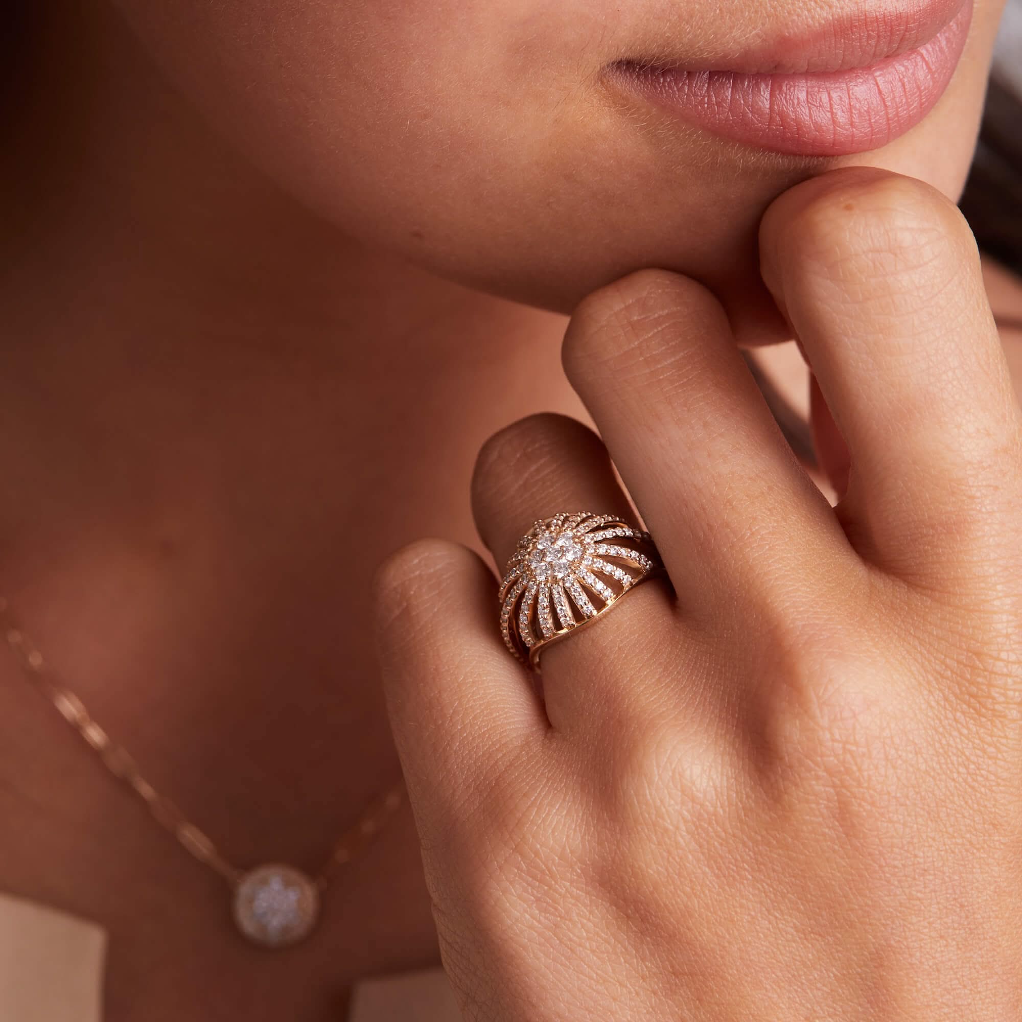 Palmer Diamond Dome Ring in Solid 14k Gold - Image 3