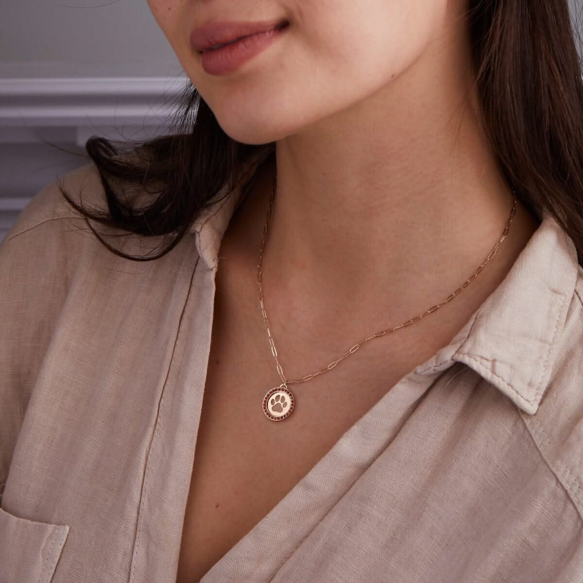 Paw & Garnet Pendant in 14k Gold (January) - Image 2