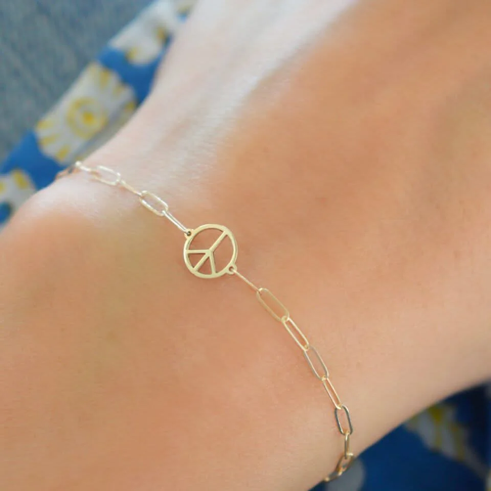 Peace Sign Adelaide Mini Bracelet in 14k Gold - Image 3