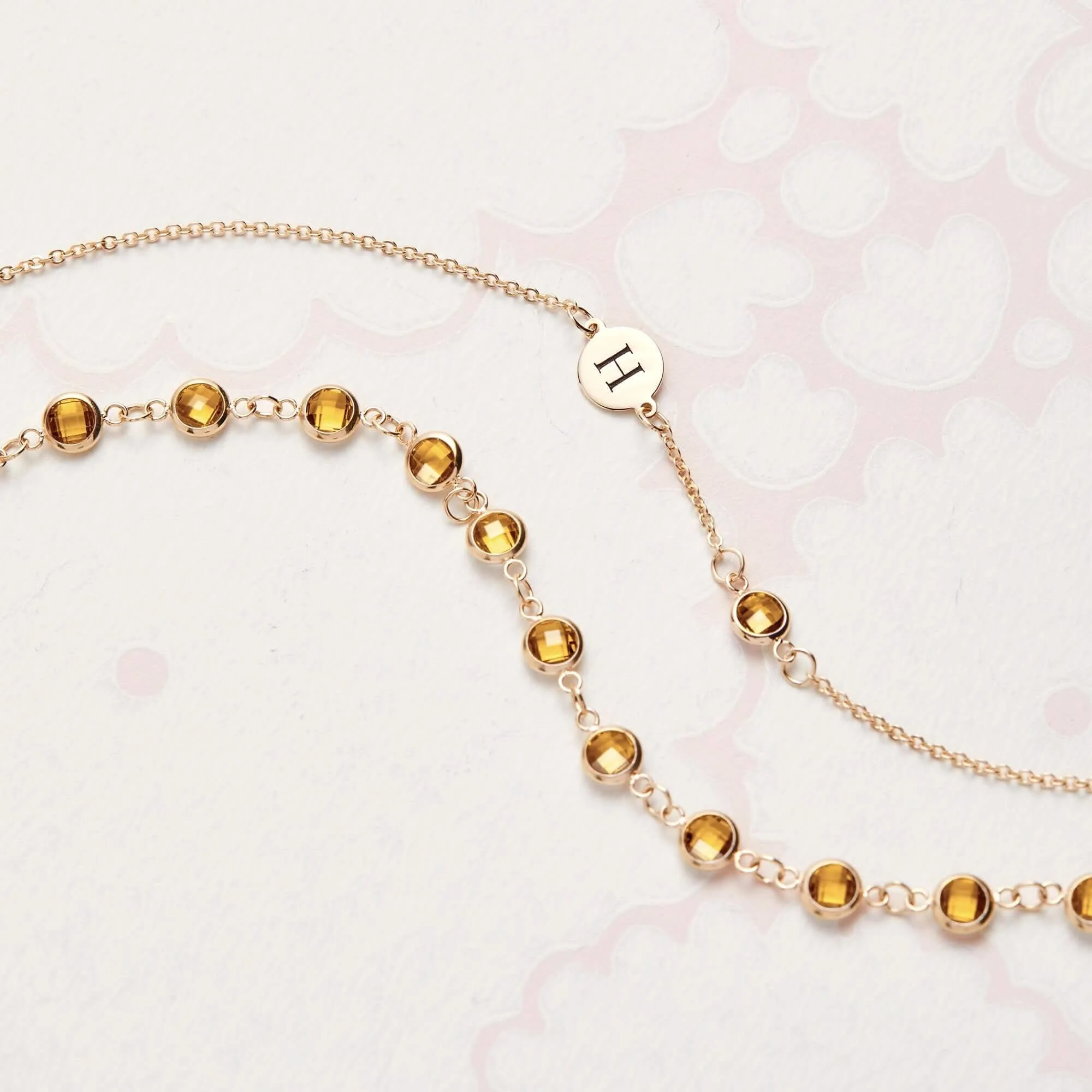 1 Letter & 1 Petite Citrine Bracelet in 14k Gold (November) - Image 5