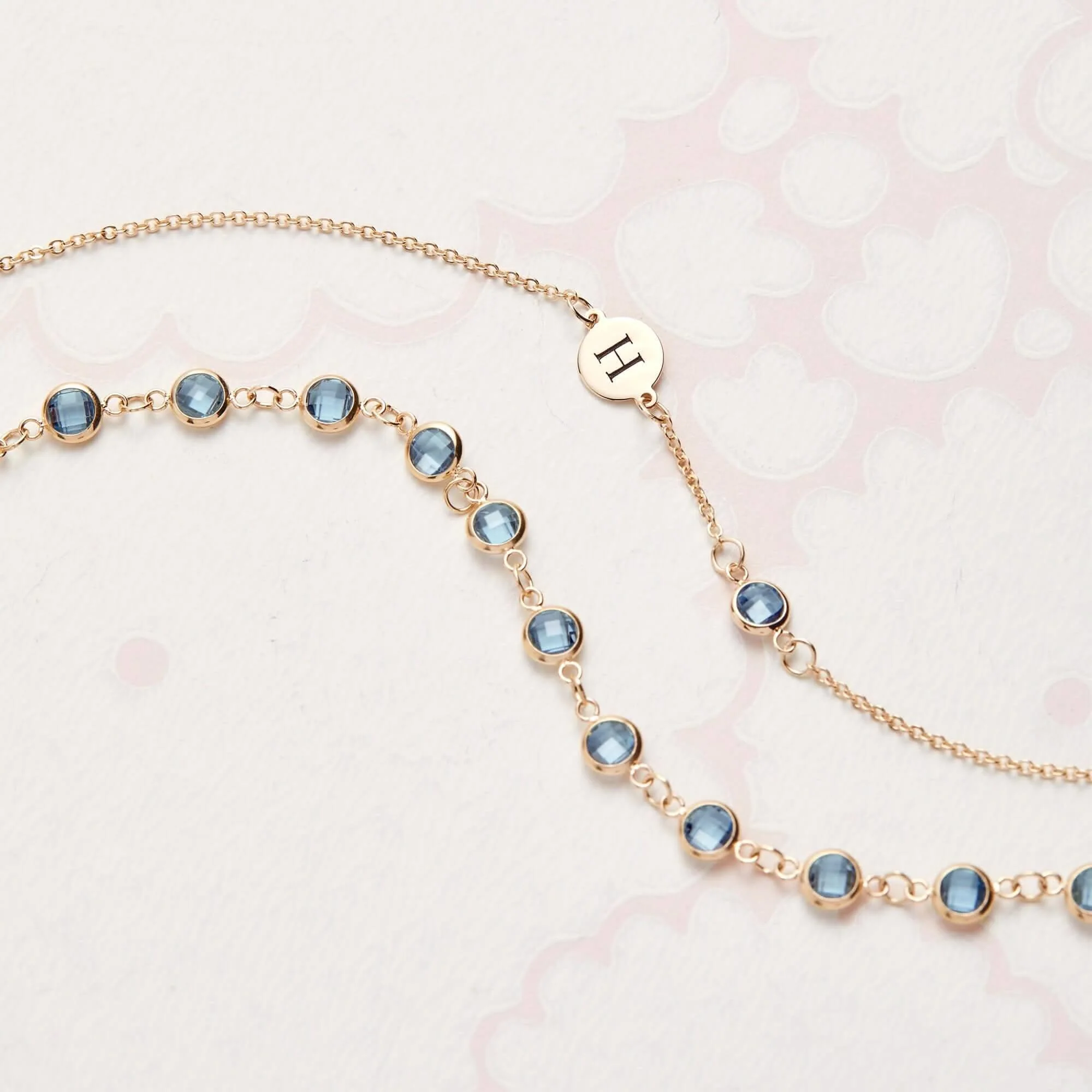 1 Letter & 1 Petite Nantucket Blue Topaz Bracelet in 14k Gold (December) - Image 5