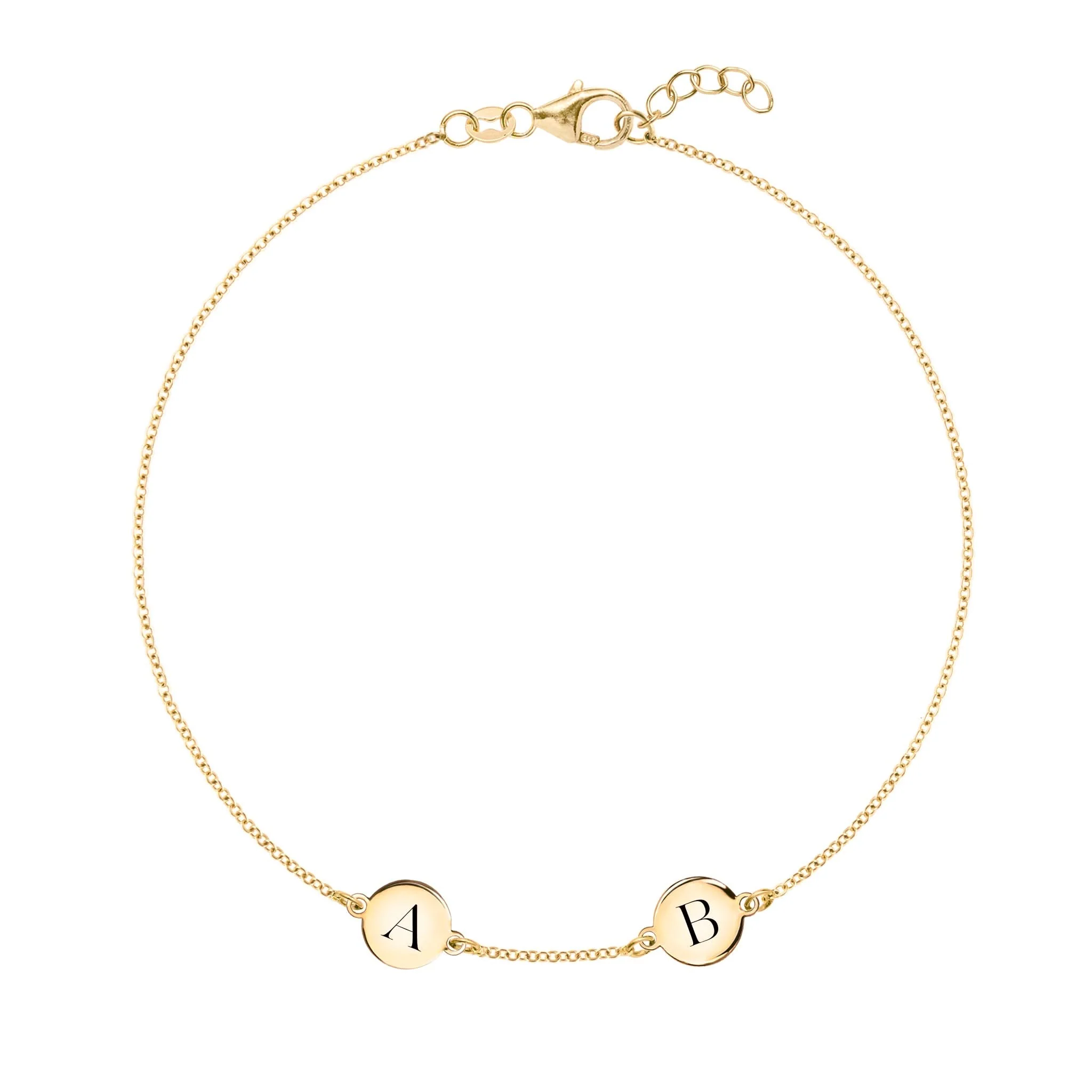 2 Letter Bracelet in 14k Gold