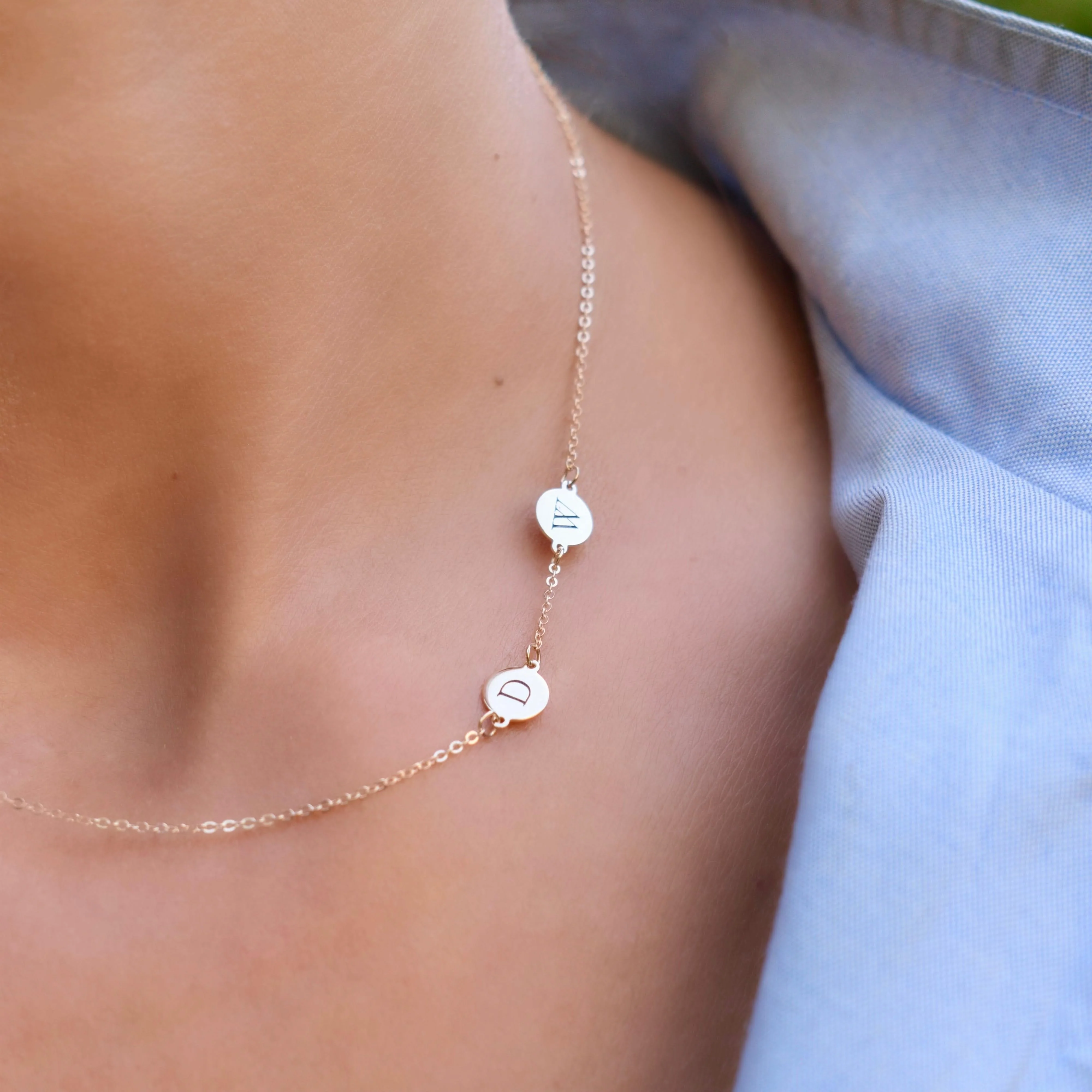 2 Letter Necklace in 14k Gold (Double Spacing) - Image 3