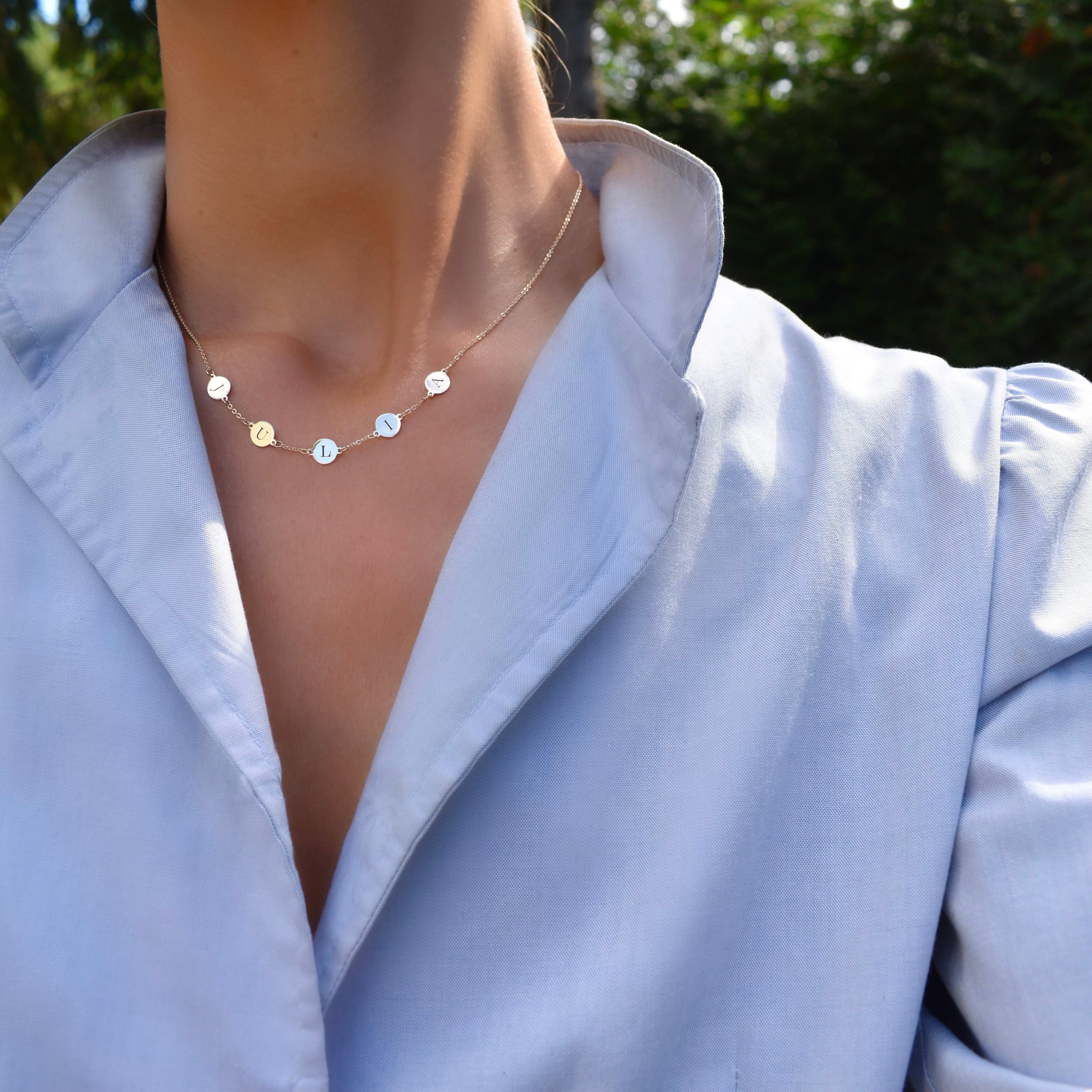 5 Letter Necklace in 14k Gold (Single Spacing) - Image 2