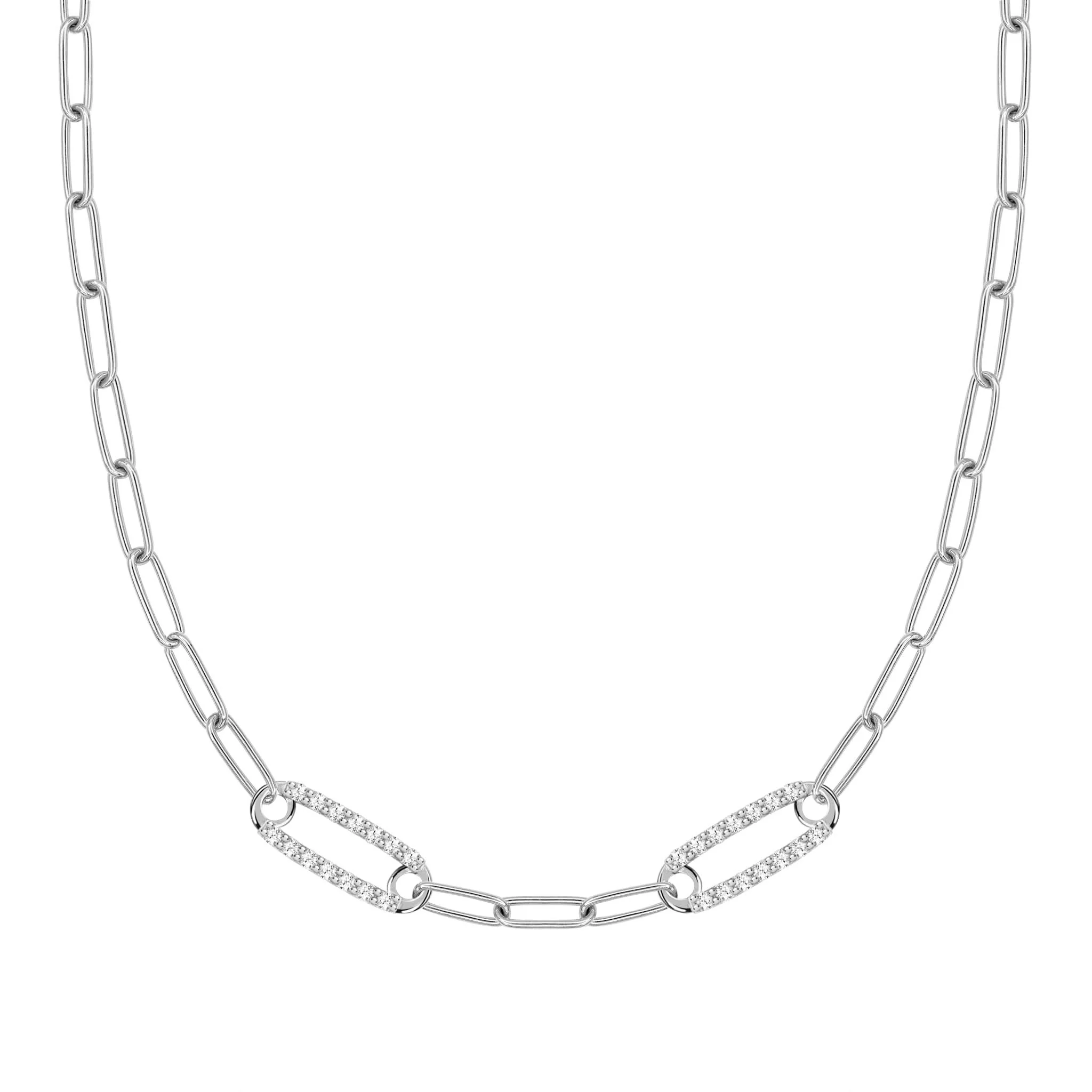 Adelaide 2 Pavé Birthstone Link Necklace in 14k Gold - Image 7