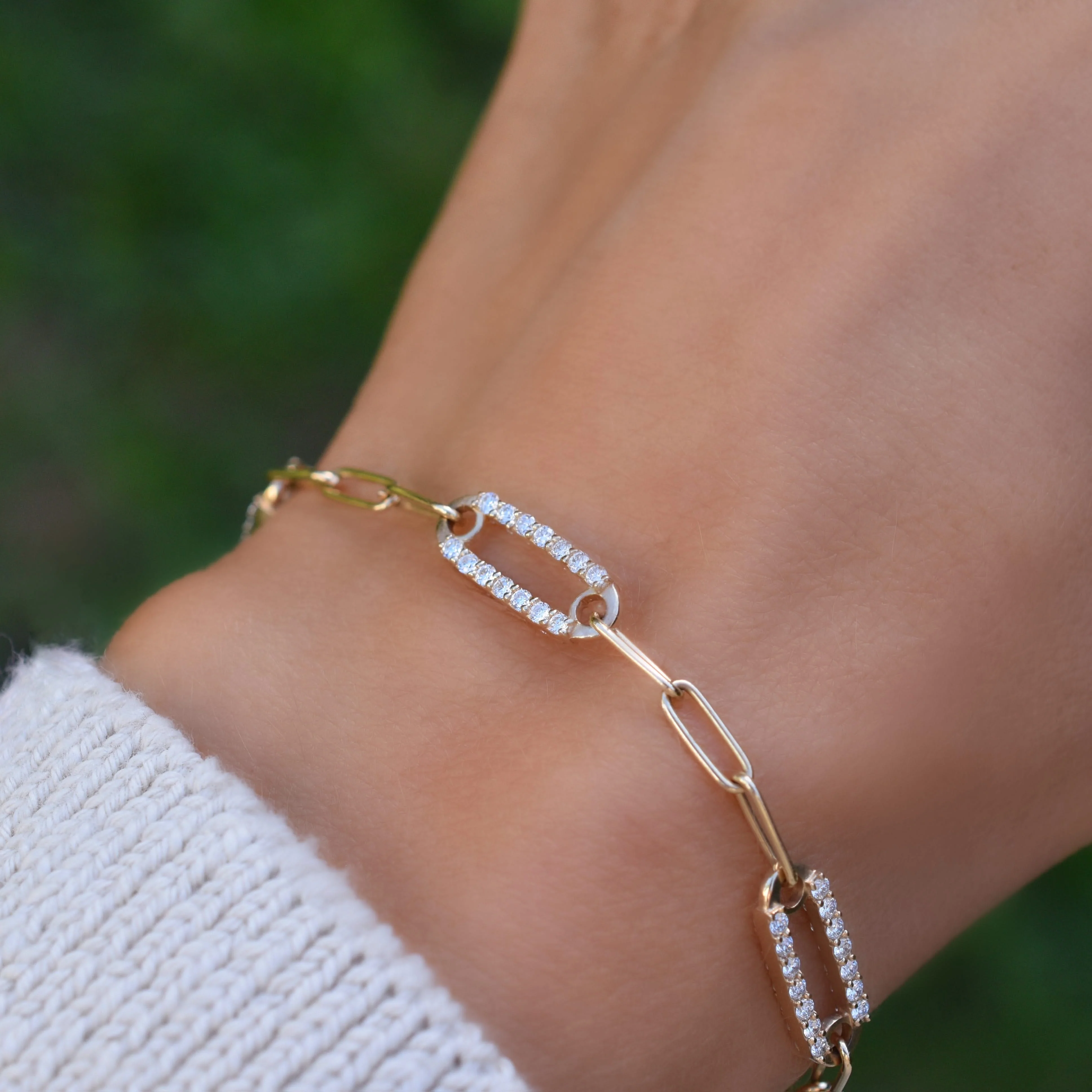 Adelaide 3 Pavé Birthstone Link Bracelet in 14k Gold - Image 12