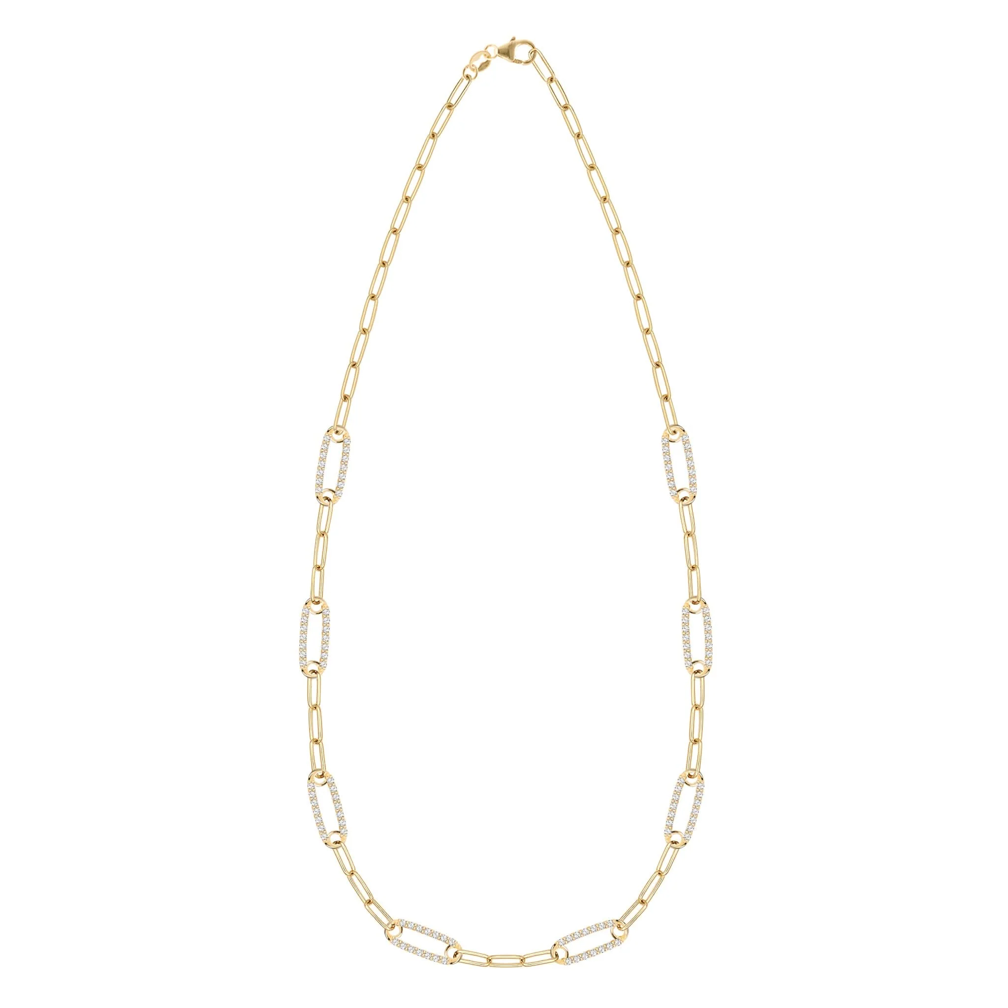 Adelaide 8 Pavé Birthstone Link Necklace in 14k Gold - Image 5