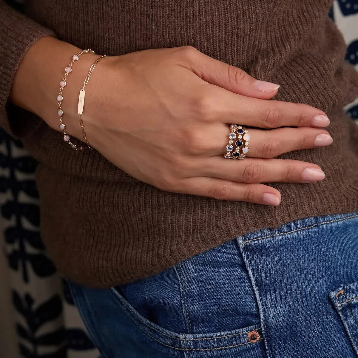 Barrington Sapphire Band Ring with Diamonds in 14k Gold (September) - Image 9