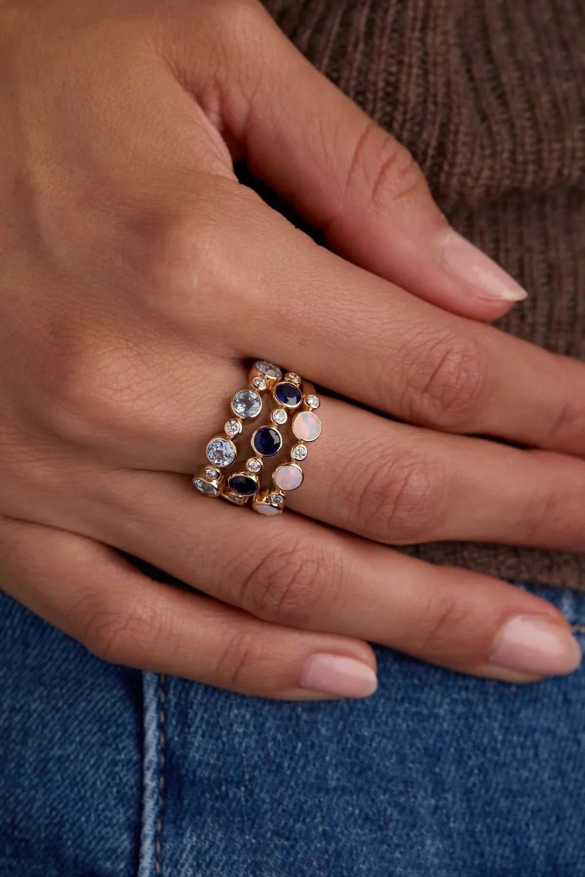 Barrington Sapphire Band Ring with Diamonds in 14k Gold (September) - Image 11