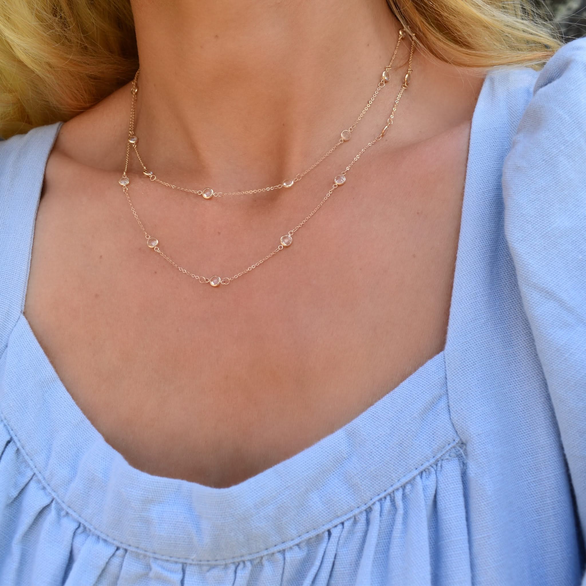 Bayberry Birthstone Long Necklace in 14k Gold - Image 2