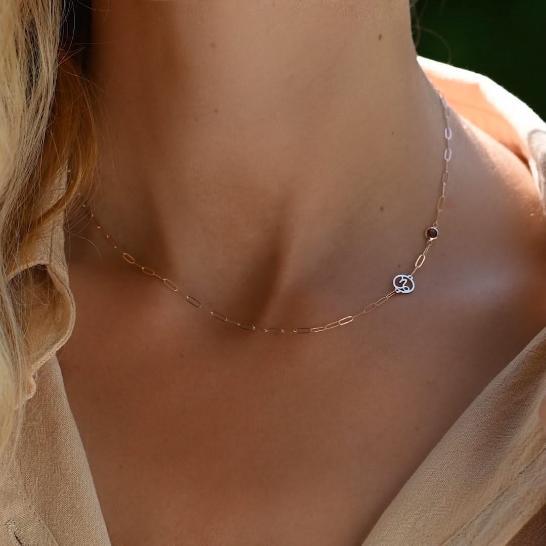 Capricorn & Birthstone Necklace on Adelaide Mini in 14k Gold - Image 2