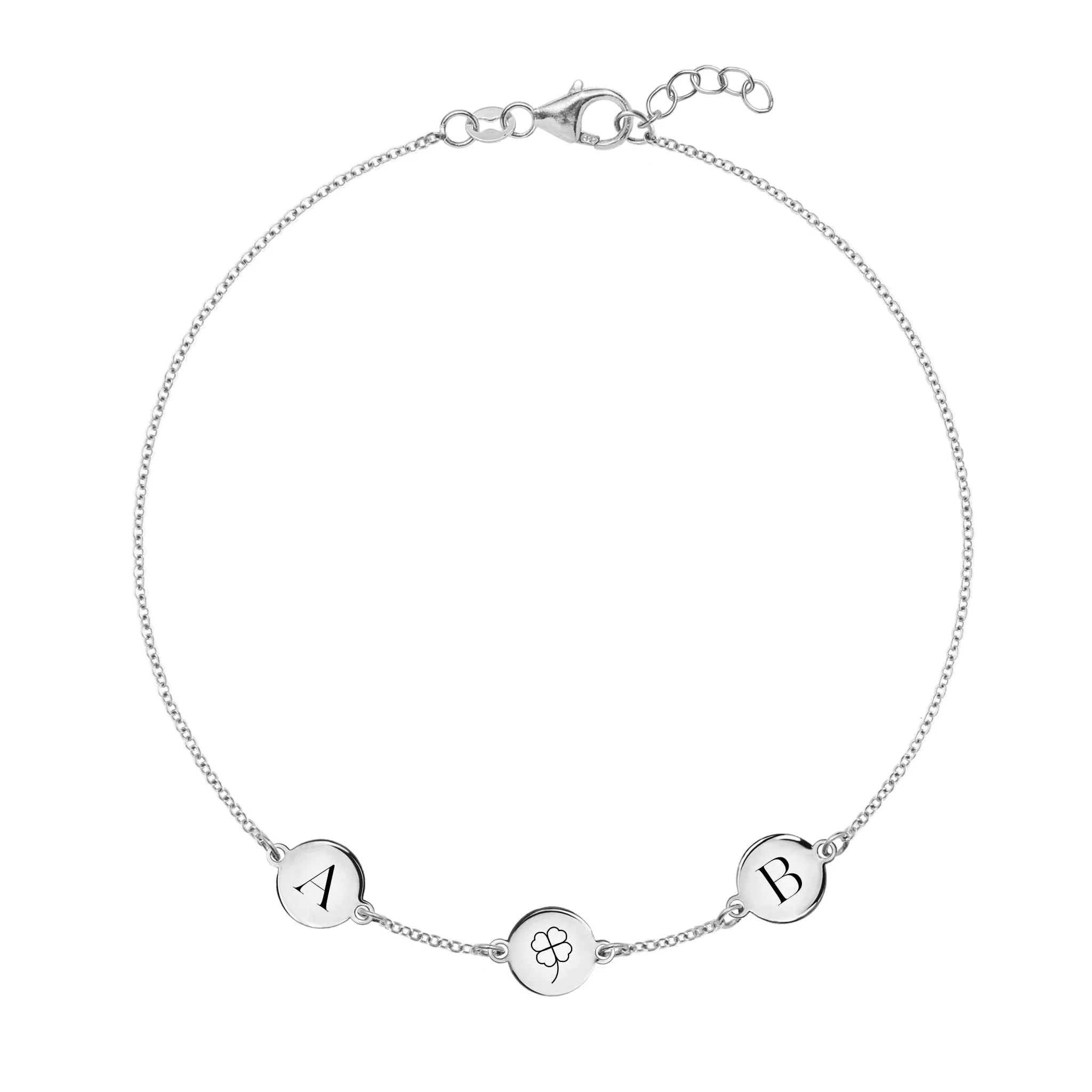 Clover Disc & 2 Letter Bracelet in 14k Gold - Image 4
