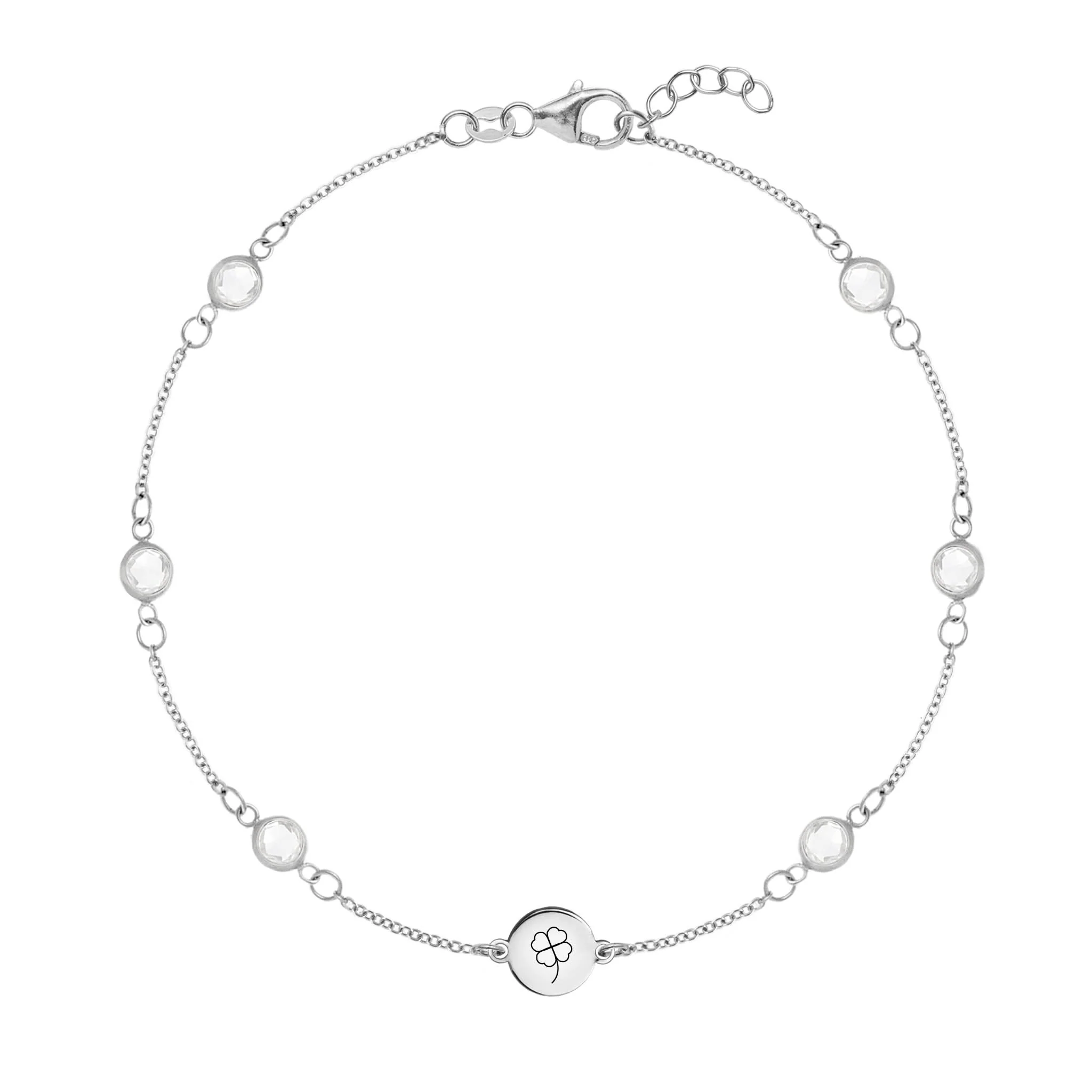 Clover Disc & Petite 6 Birthstone Bracelet in 14k Gold - Image 5