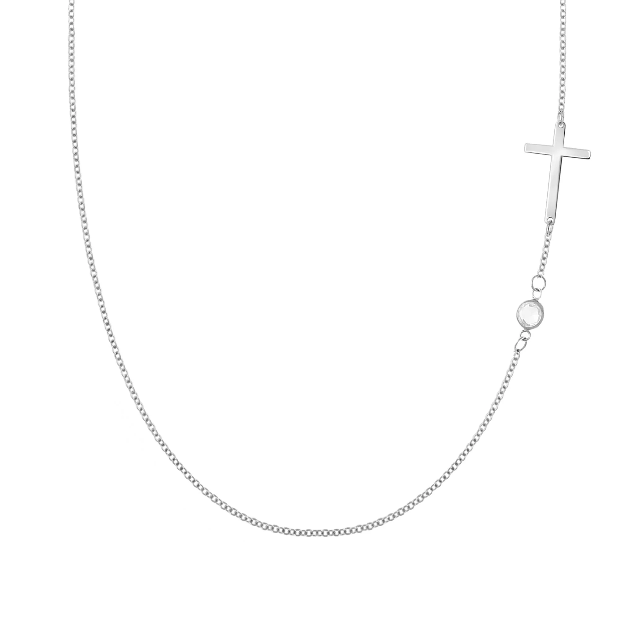 Cross & Petite 1 Birthstone Necklace in 14k Gold - Image 8