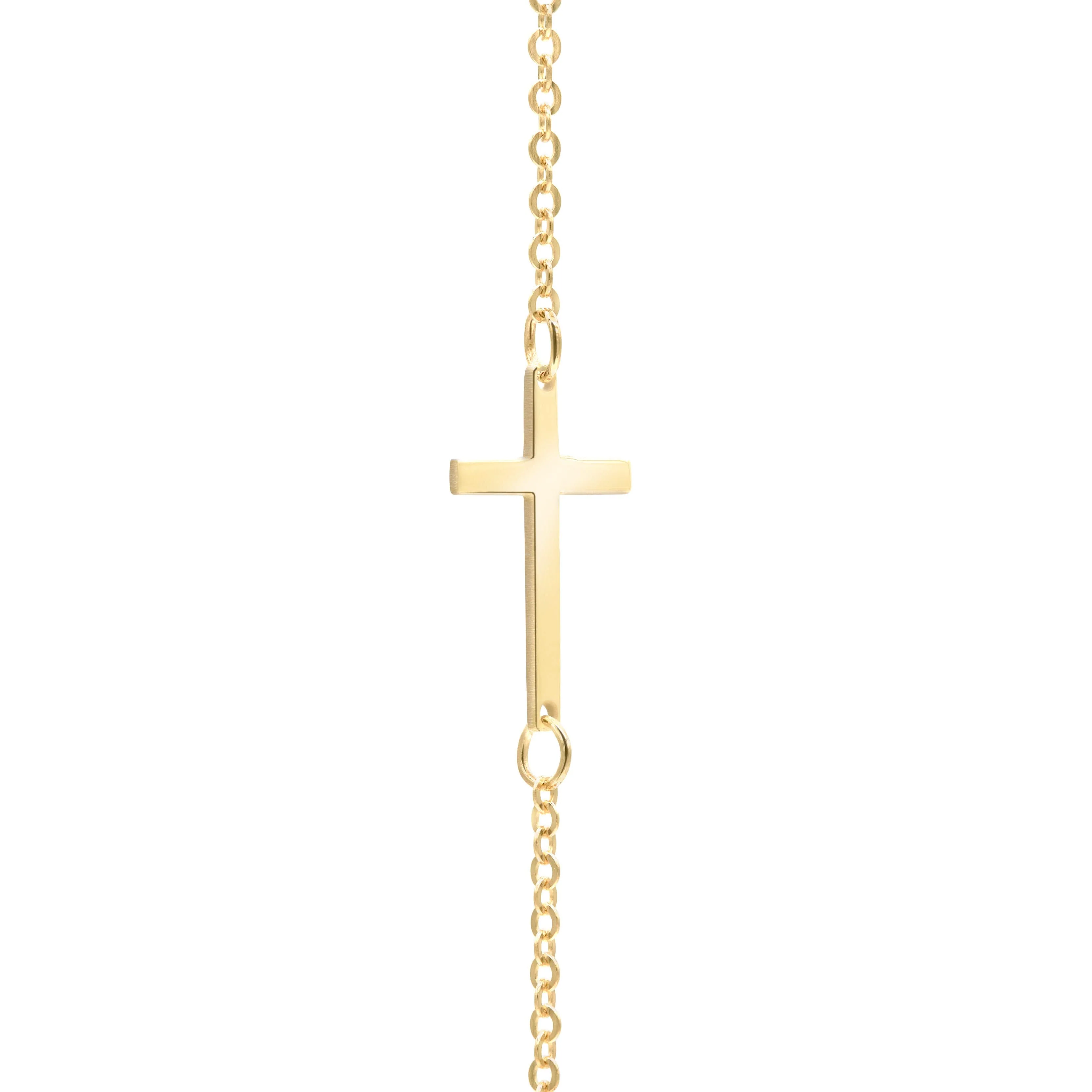 Cross & Petite 3 Birthstone Necklace in 14k Gold - Image 5
