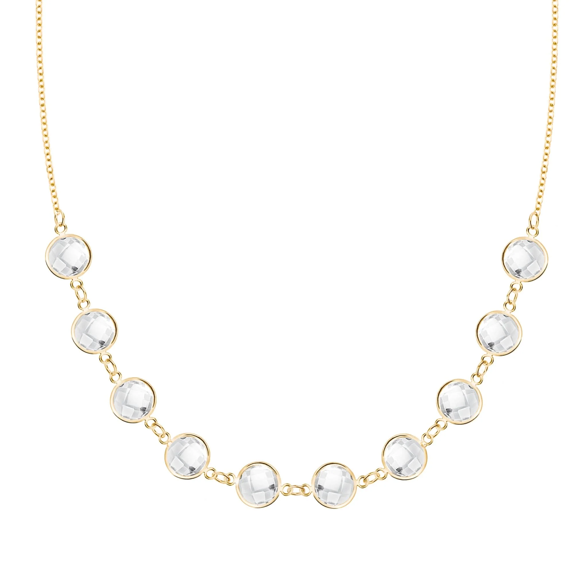 Grand 10 Connected Birthstone Necklace in 14k Gold