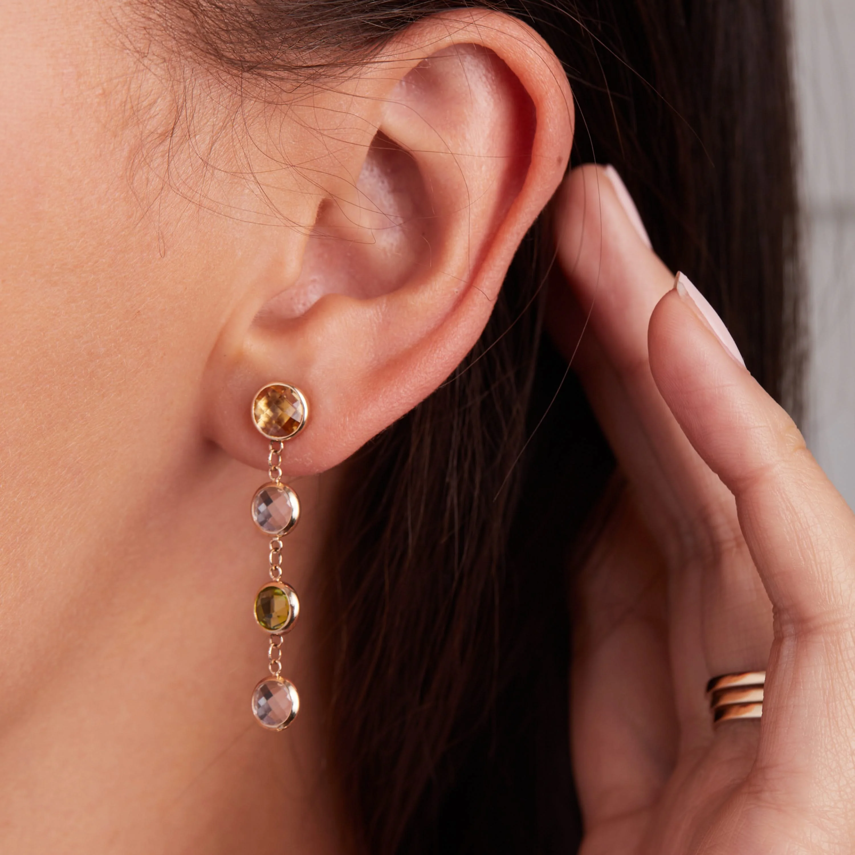 Grand 4 Birthstone Earrings in 14k Gold - Image 3