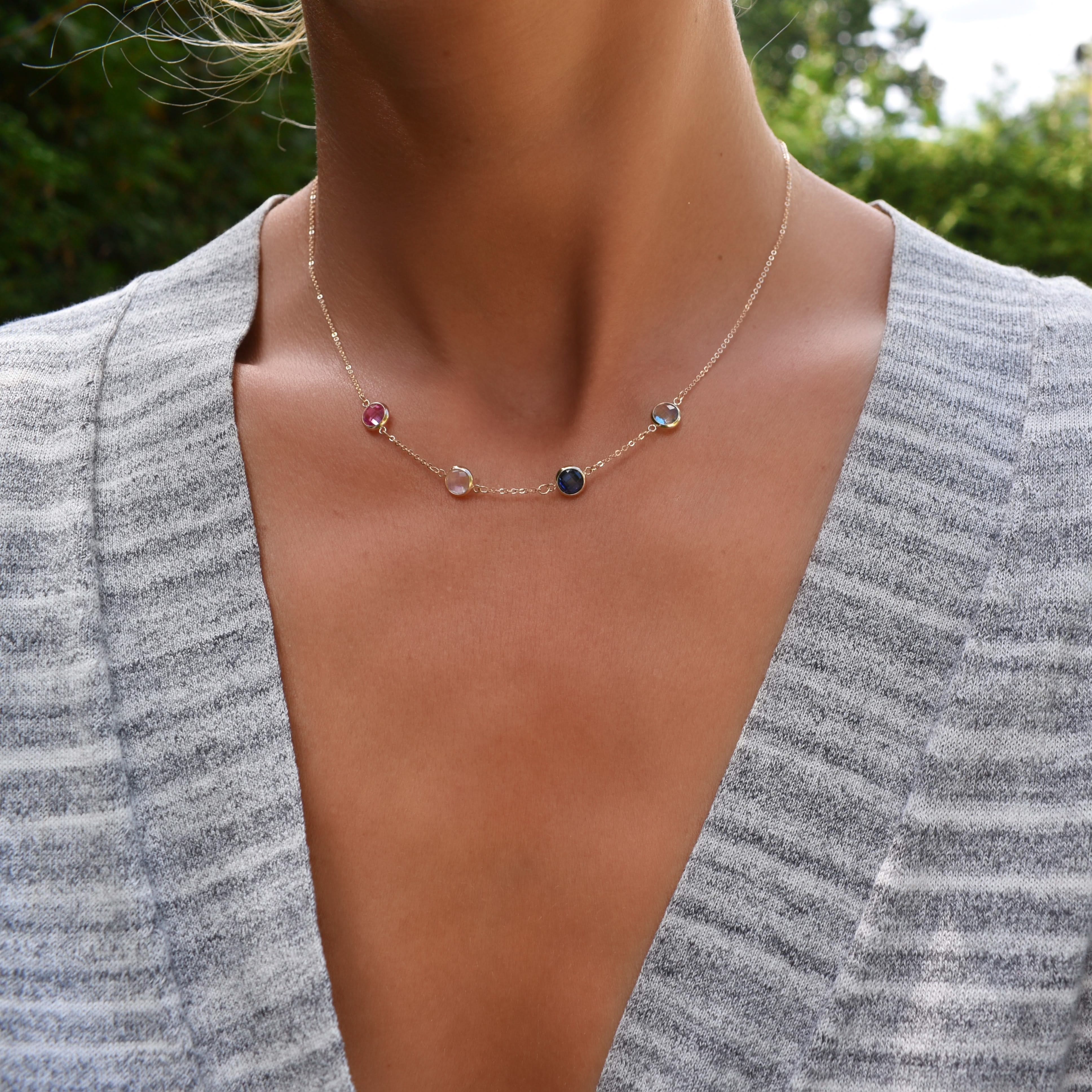 Grand 4 Birthstone Necklace in 14k Gold - Image 2