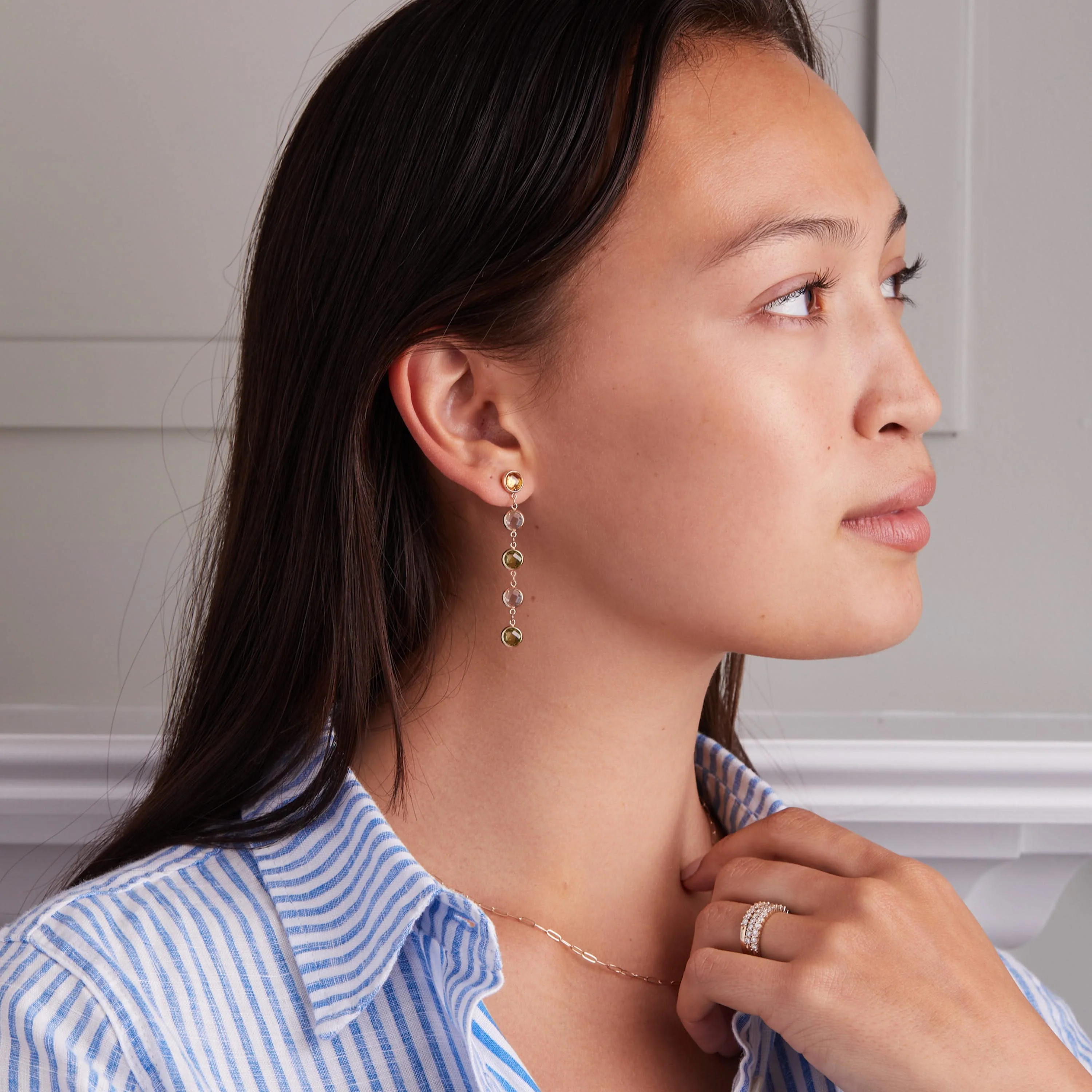 Grand 5 Birthstone Earrings in 14k Gold - Image 3